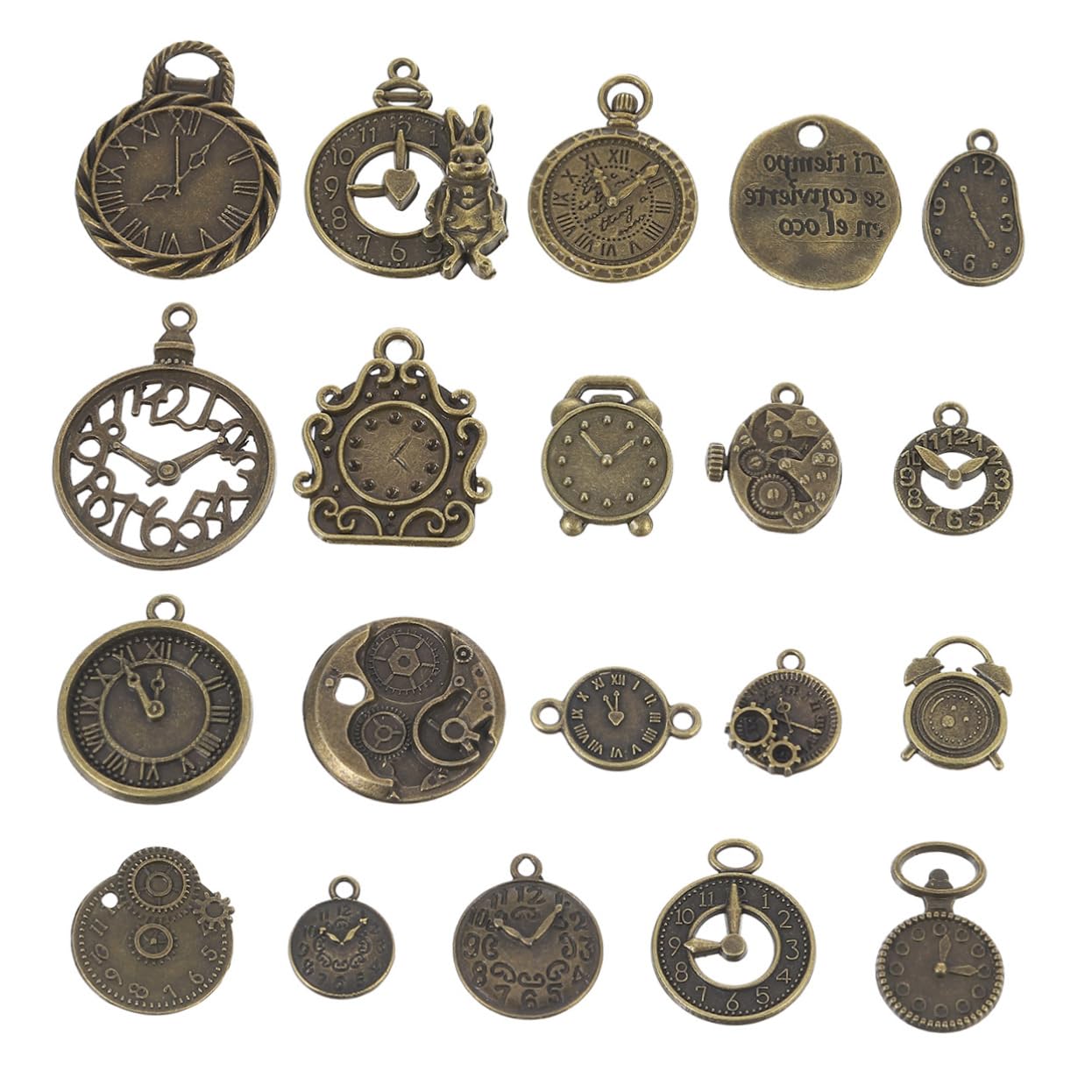 Lurrose 40Pcs Clock Charms Pendant Set for Diy Jewelry Making Vintage Alloy Watch Pendant Decorations Perfect for Craft Projects and Gifts