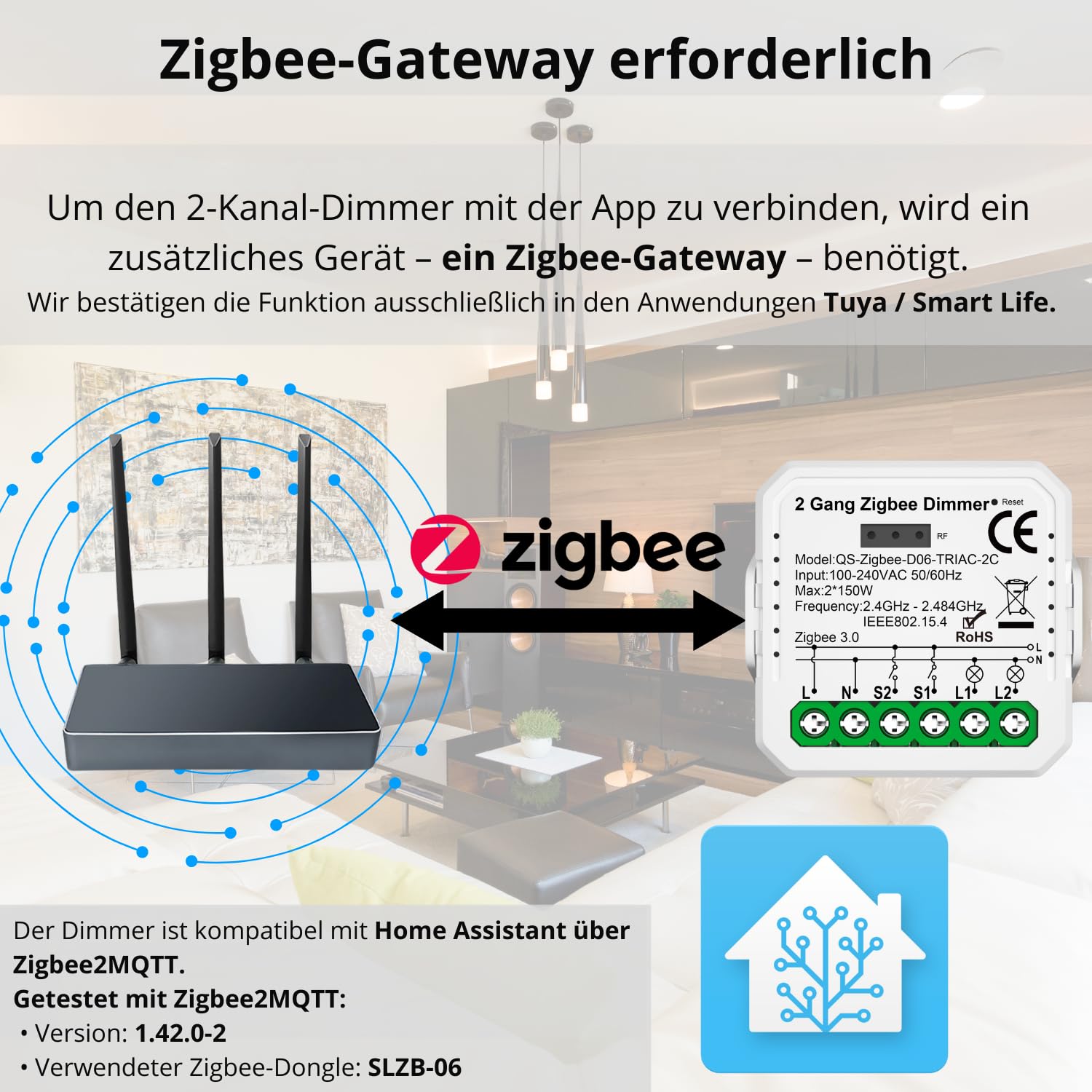 2 GANG Dimmer TUYA Zigbee MINI V3 regolatore di illuminazione