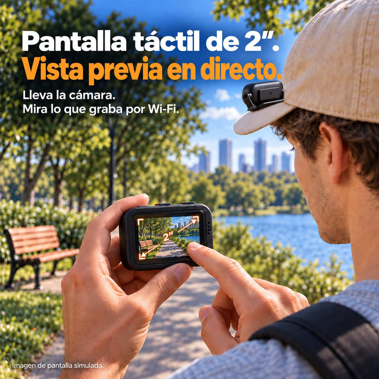 Mini Cámara Deportiva con Caja de Carga de Pantalla Táctil