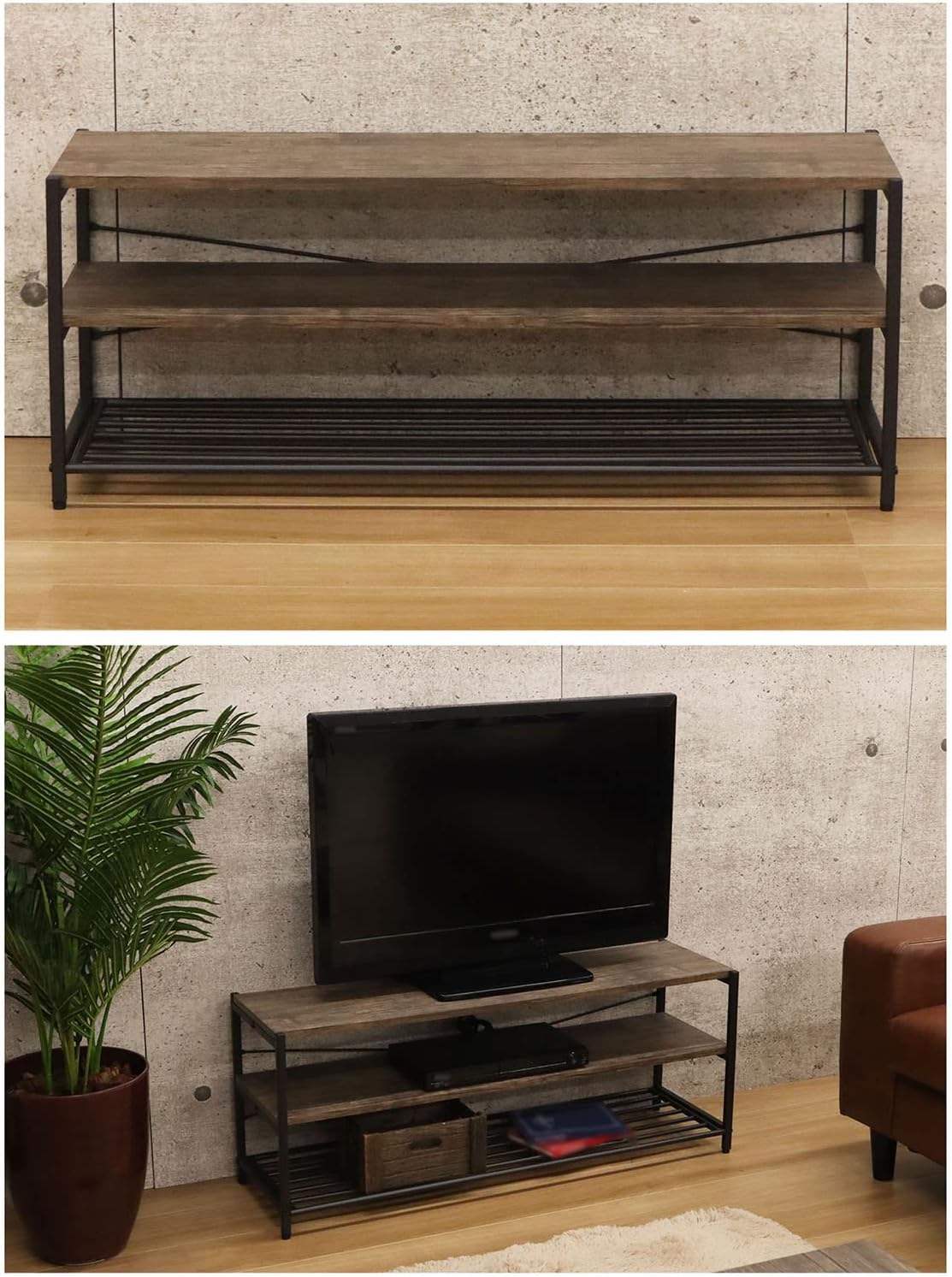 AIS BRN-07TD BR TV Stand, Width 39.4 x Depth 11.8 x Height 15.2 inches (100 x 30 x 38.8 cm), Brown