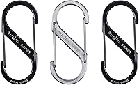 Vista 2 de Nite IZE S-Biner Mosquetón doble de acero inoxidable #2, mosquetón doble con puerta para llaves y engranajes, paquete de 3, negro/inoxidable