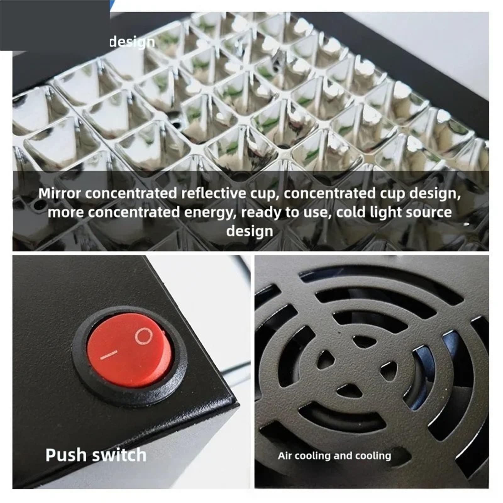 Lámpara de curado UV LED Lámpara de curado UV refrigerada por Aire 365 NM, 395 y 405, LED portátil for Resina, Adhesivo, Tinta, Aceite Verde(365nm,18 Beads 400W)