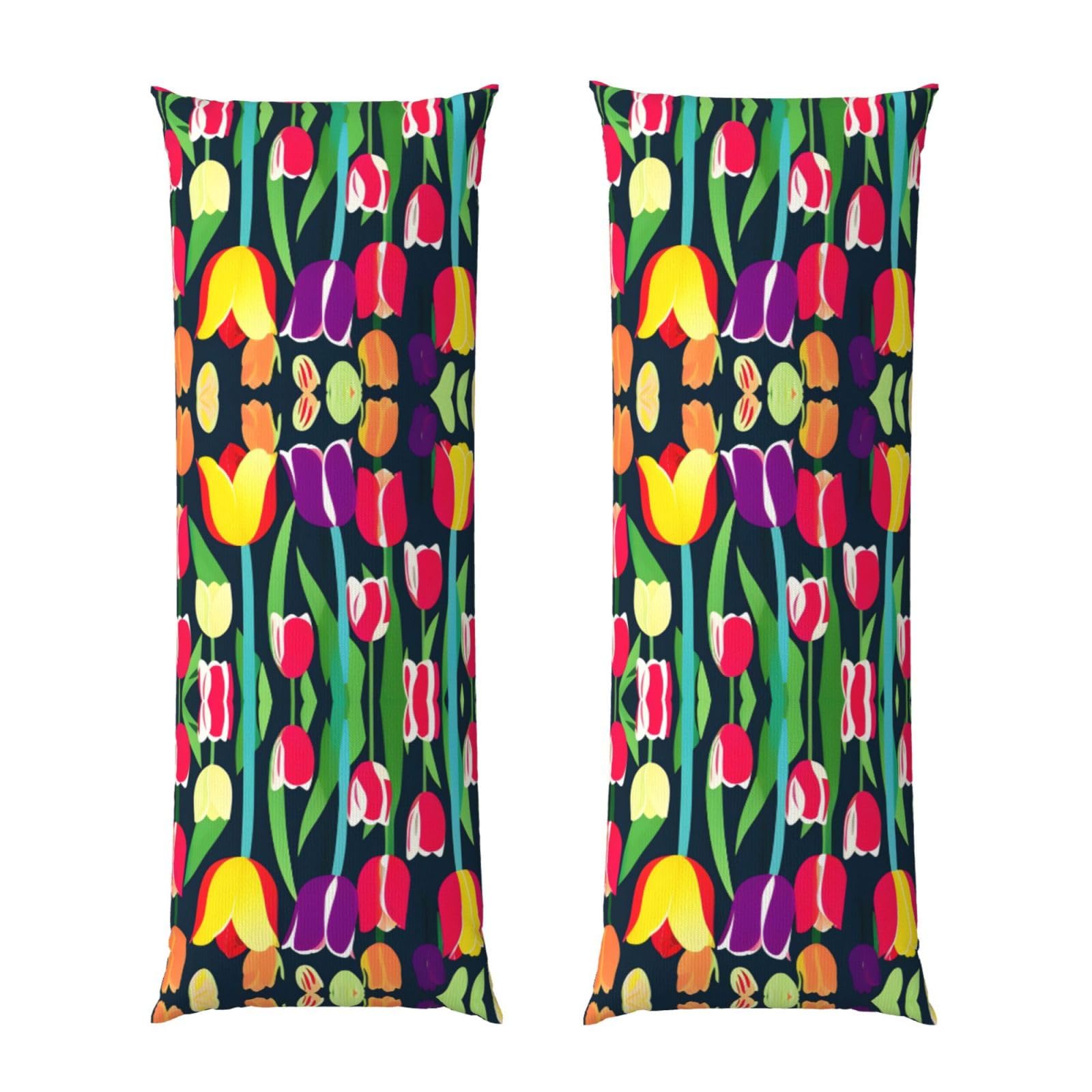 Housse de coussin de corps tulipes colorées taie d'oreiller longue et respirante de 150 cm