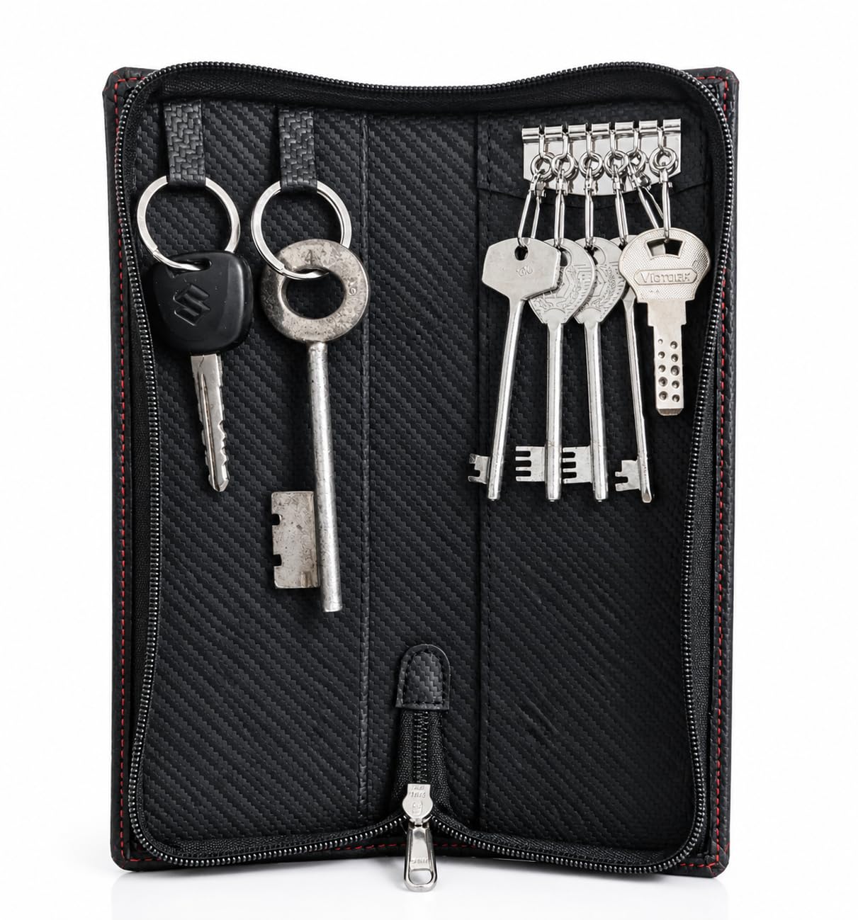 chestkraft Leather Luxury Key Case Pouch Wallet Keychain, Keyholder (Dark Tan), Black-picture-43