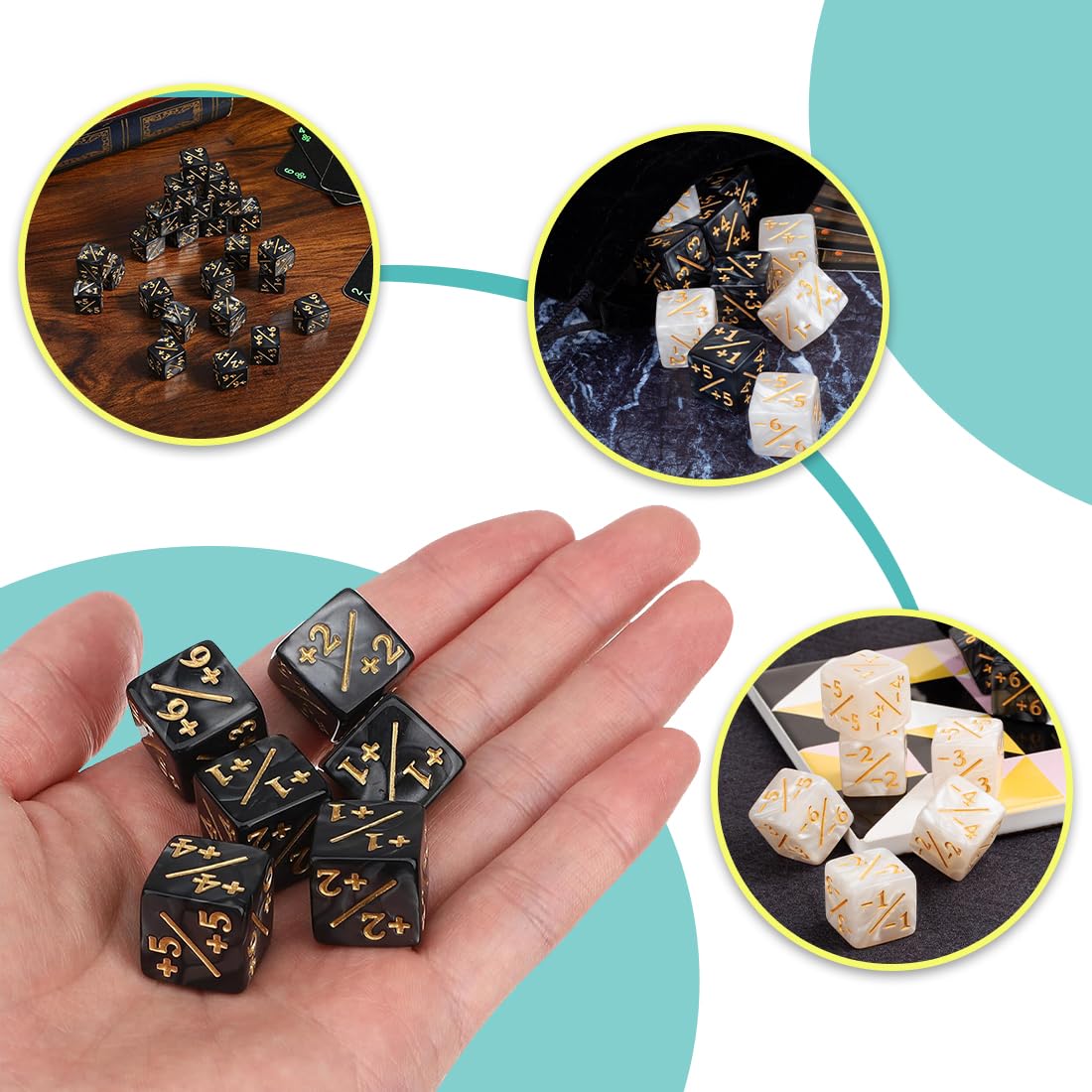 68pcs de Ensemble Dés MTG, Marqueurs Mots-Clés Vie +1/-1 Jetons de Buff Commandant avec Dés D6 et D20 Accessoires pour MTG TCG et Jeux Cartes