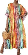 Kaftan Dresses for Women V Neck Caftan Batwing Sleeve Swimsuit Cover Up