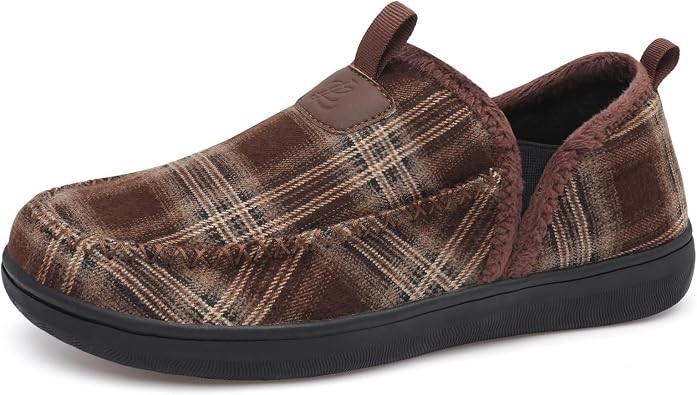 LeIsfIt Mens Slippers Wide Memory Foam House Shoes Moccasin Slip-On Cozy Loafer Slippers for Indoor & Outdoor