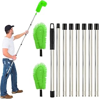 3,1 M Brosse Nettoyage Goutti&egrave;Re, Perche De Nettoyage Telescopique Brosse Telescopique Toiture avec Manche Extensible Balai T&eacute;Lescopique Toiture Outil Nettoyage Toiture Facile &agrave; Enlever Les Feuilles