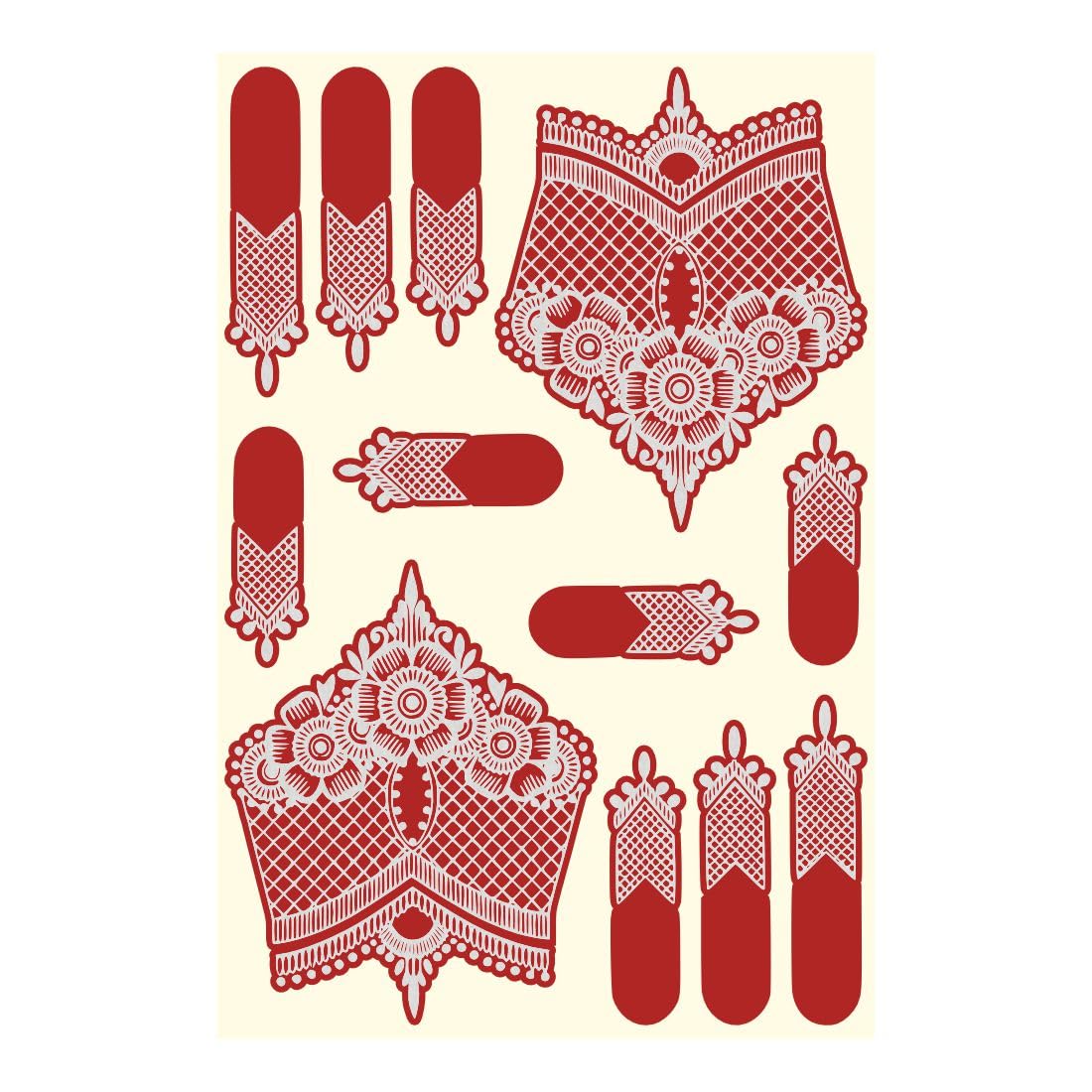 Fashionable And Unique Pattern Maroon Silver Mehndi Tattoo Sticker For Stylish And Modern Style-image-33