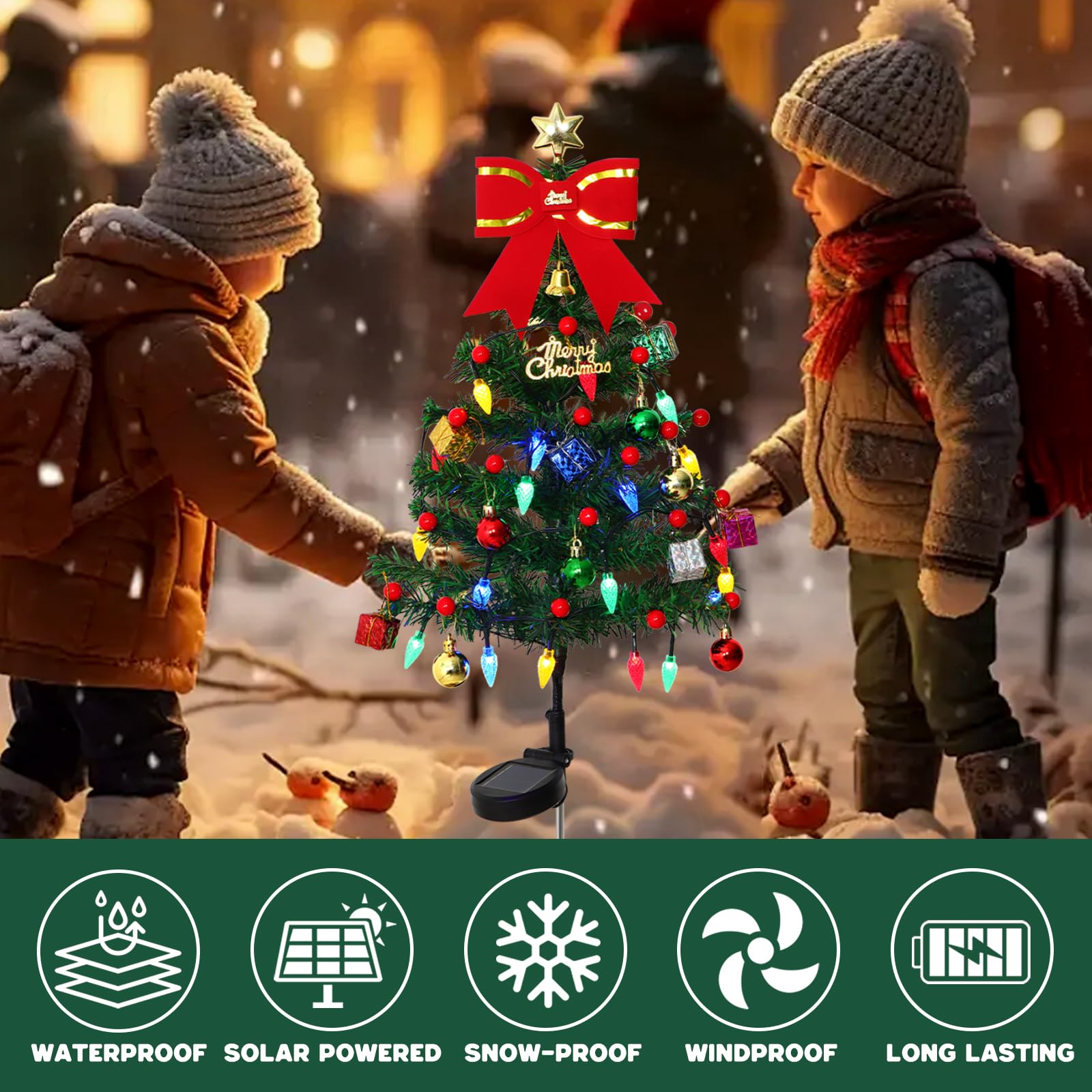 Dremisland Lot de 4 Mini Sapin de Noël avec éclairage LED 85cm Petit Arbre de Noël avec 80 LED Ddécorations de Noël pour Jardin Chemin Cour