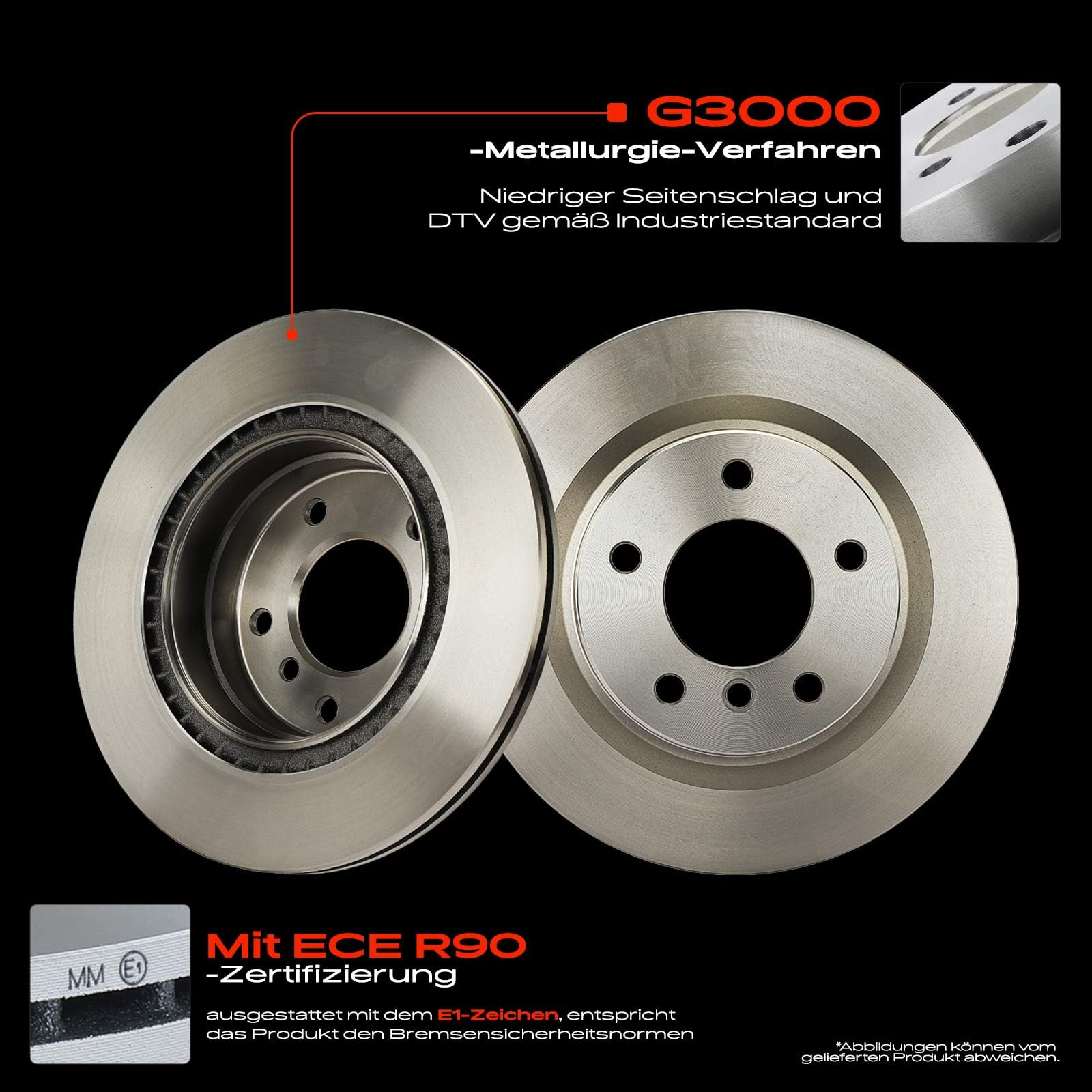 Frankberg Bremsensatz inkl. 2x Bremsscheiben + 4x Bremsbeläge Hinten Kompatibel mit 1er E81 3er Touring E91 1er E87 3er E90 Replace# 34216767150, 34216773161