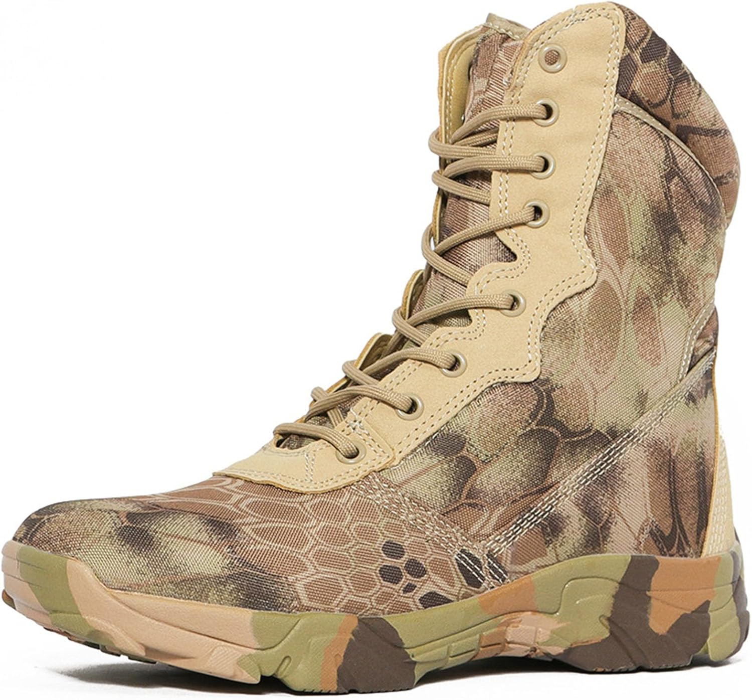 Men's Military Tactical Boot Lightweight Comfortable Boots for Work All Day Side Zipper Motorcycle Combat Hiking Boots