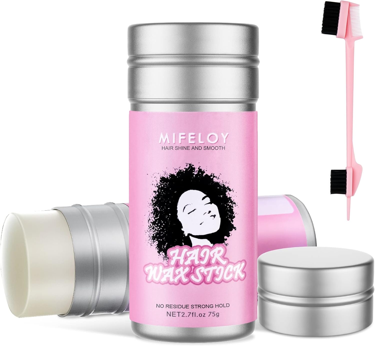 Pomade Taming Stick for Smoothing Frizzy Hair and Flyaways, Long Lasting Styling Cream Gel, Women’s Slick Back Hair Glue, 5 In 1 Edge Control Brush for Wigs and Bed Head Styling