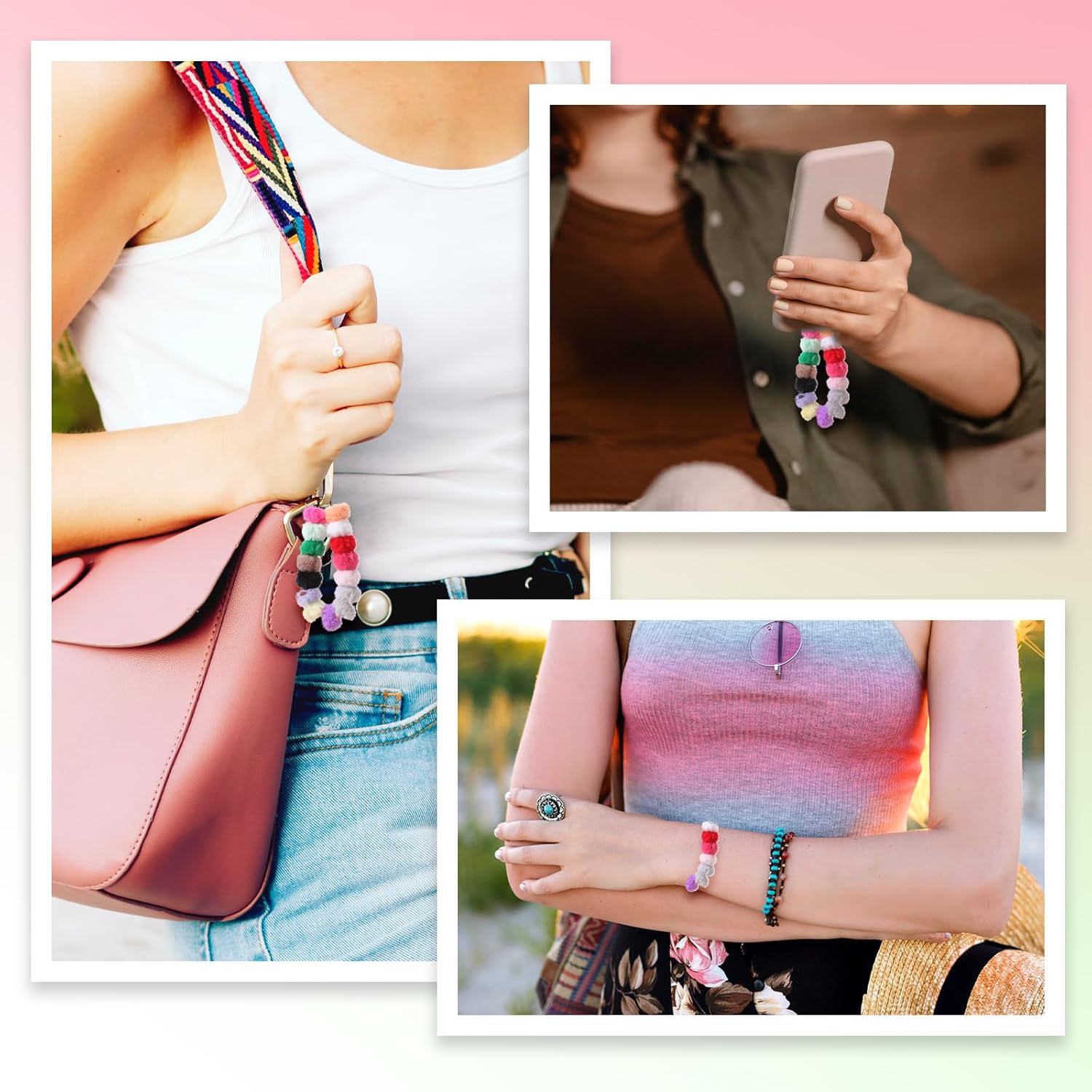 Pom Pom Beads 80 Pcs Fuzzy Spacers Bead Mixed Color Puff Bead Fluffy Faux Fur Pompoms Beads Soft Faux Fur Poms for DIY Jewelry Key Chain Handicrafts Pens Craft Accessories - Image 7