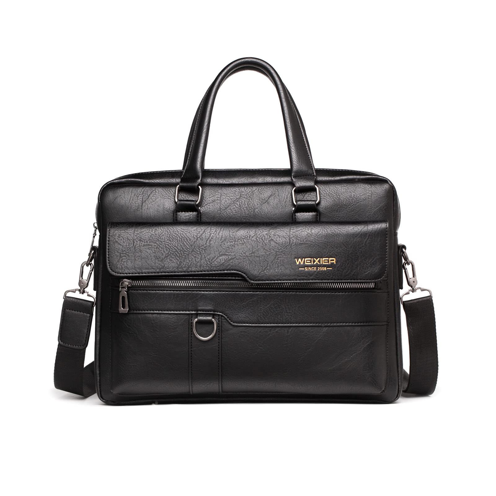 FANDARE Men Briefcase Messenger Bag PU Leather Tote Handbag fit 12.9 inch Laptop Shoulder Pack for Work Professional Satchel Business Office Travel Crossbody Bags Black