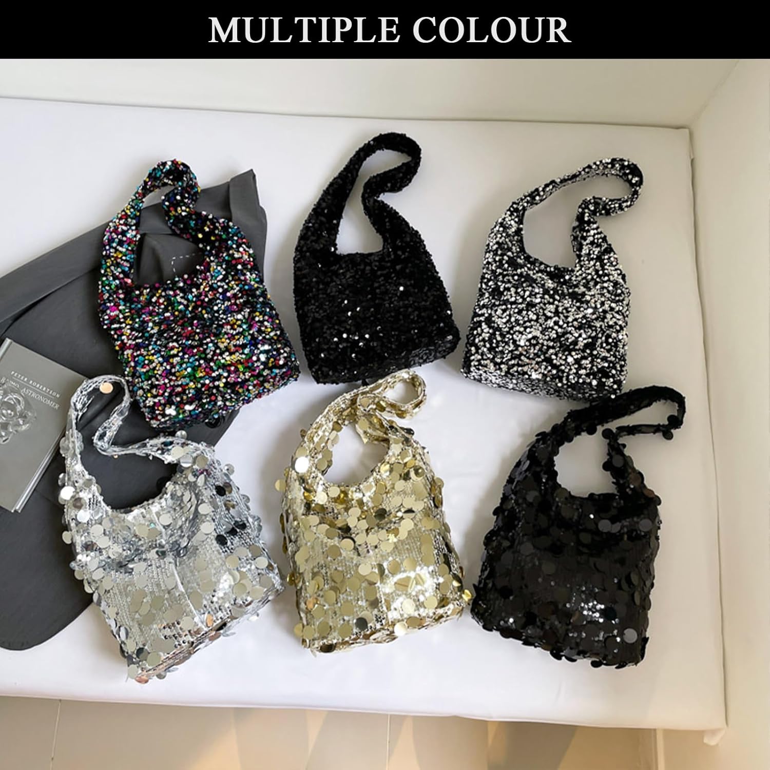 Sequin Bag Bling Purses for Women Sparkly Evening Bag Hobo Glitter Purse Handbag for Party Wedding - Image 7