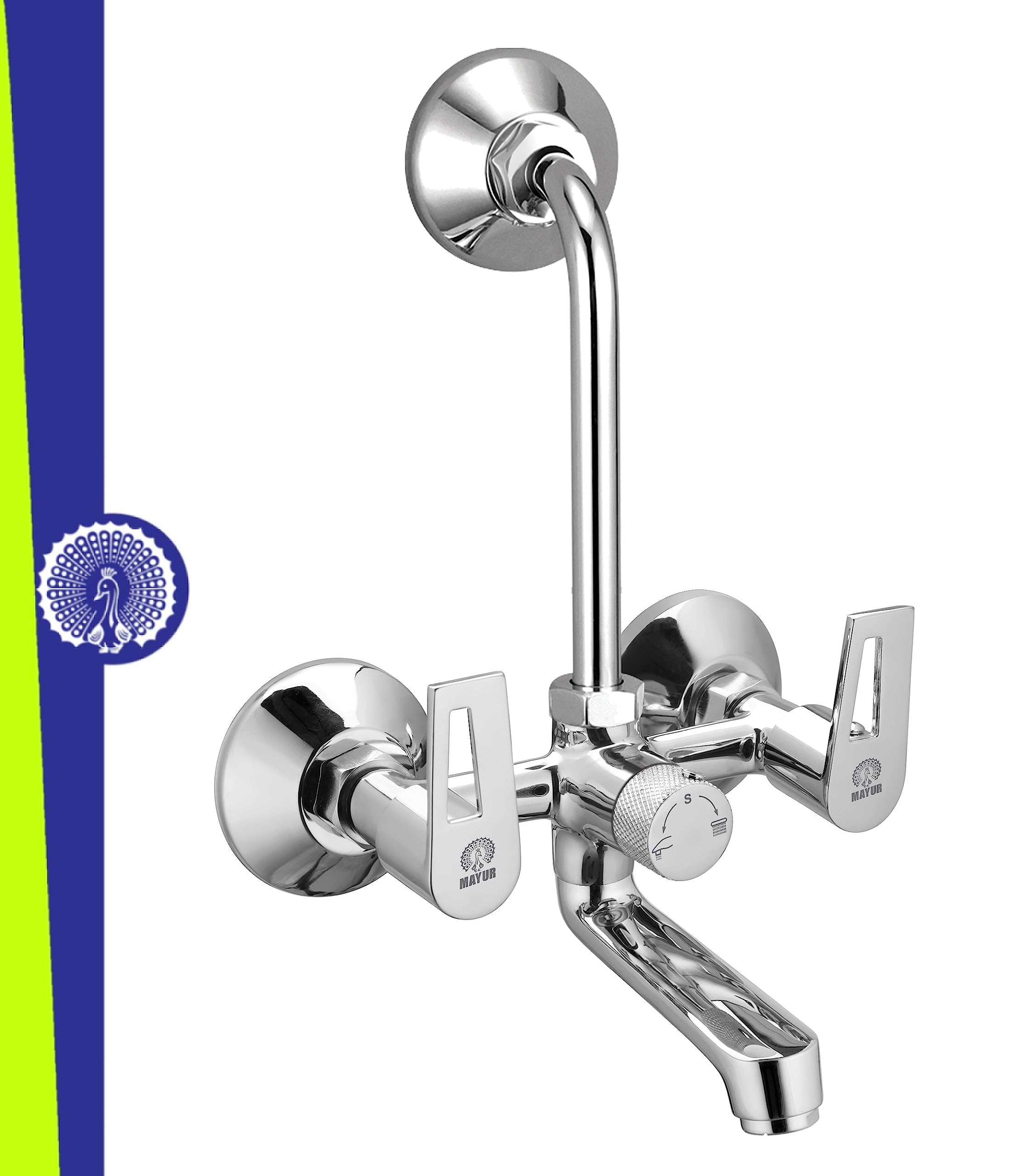 Mayur Brass Wall Mixer Tap - Chrome Finish -1