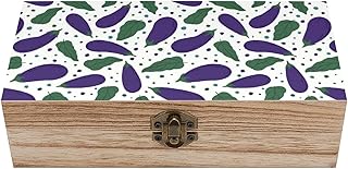 Vegetables Eggplant Pattern Wooden Box Storage Container with Lid Jewelry Organizer Gifts for Keepsakes Crafts