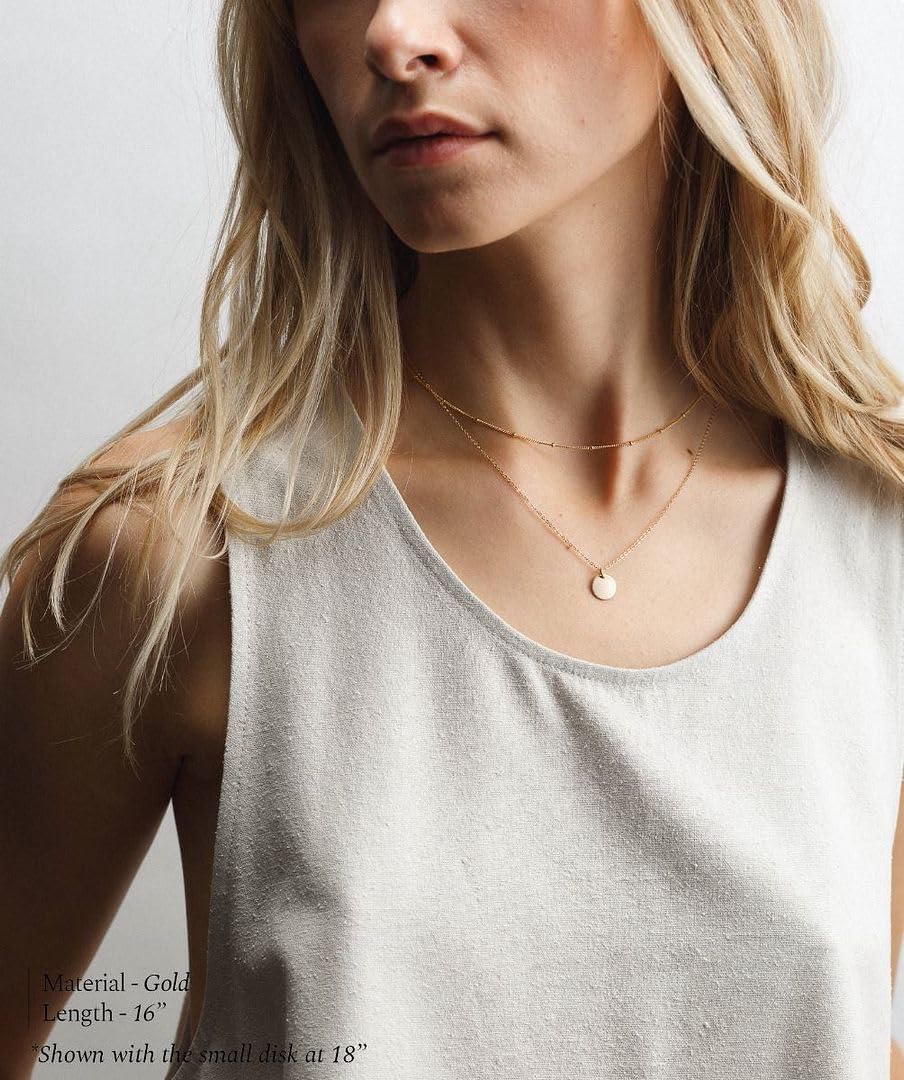 Adabele Solid 925 Sterling Silver Gold Filled White Gold Satellite Bead Station Chain Necklace Cute Dainty Thin Tarnish Resistant Hypoallgeneric Women Neck Jewelry