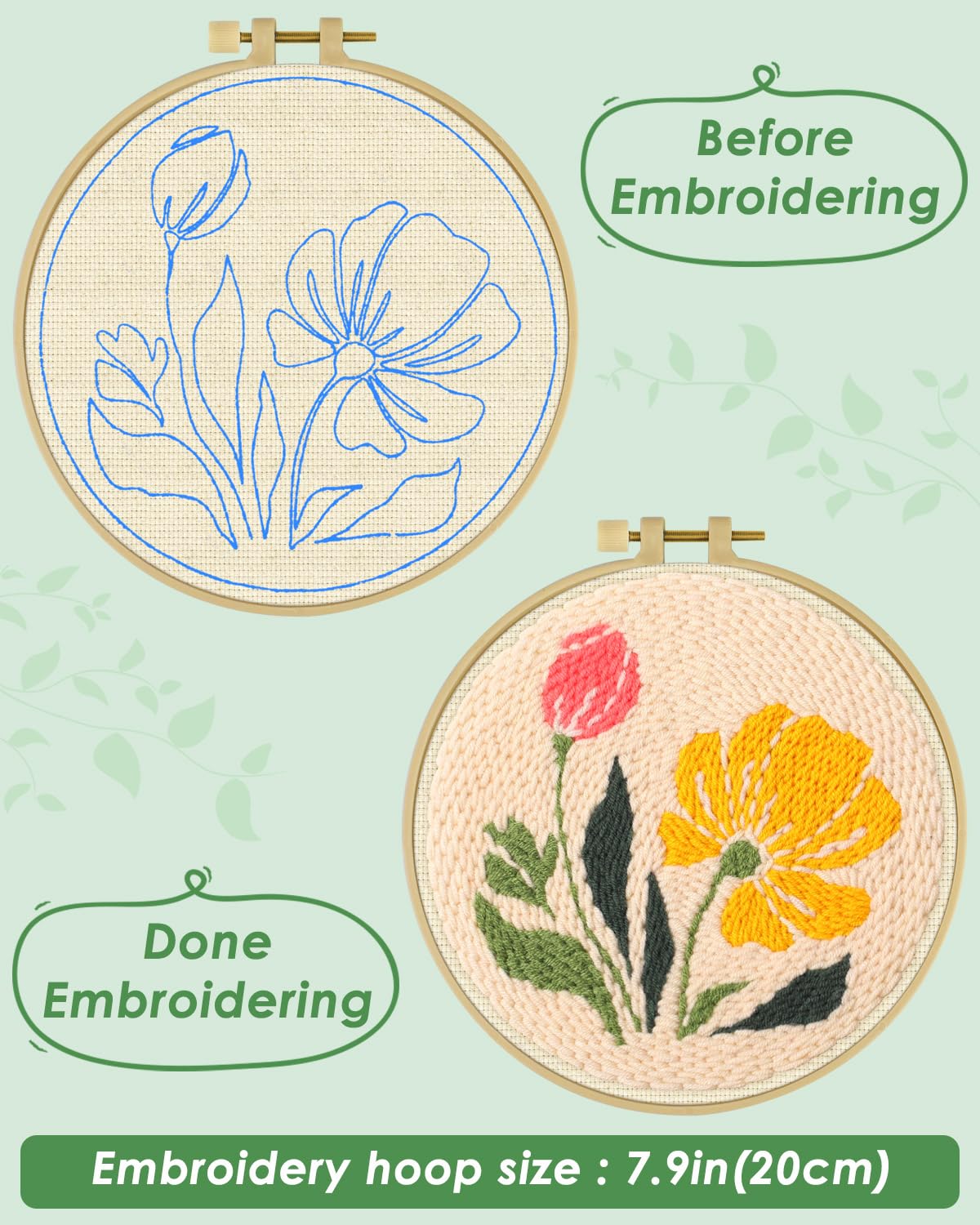 Punch Needle Embroidery Kit - Beginner Floral Art -3