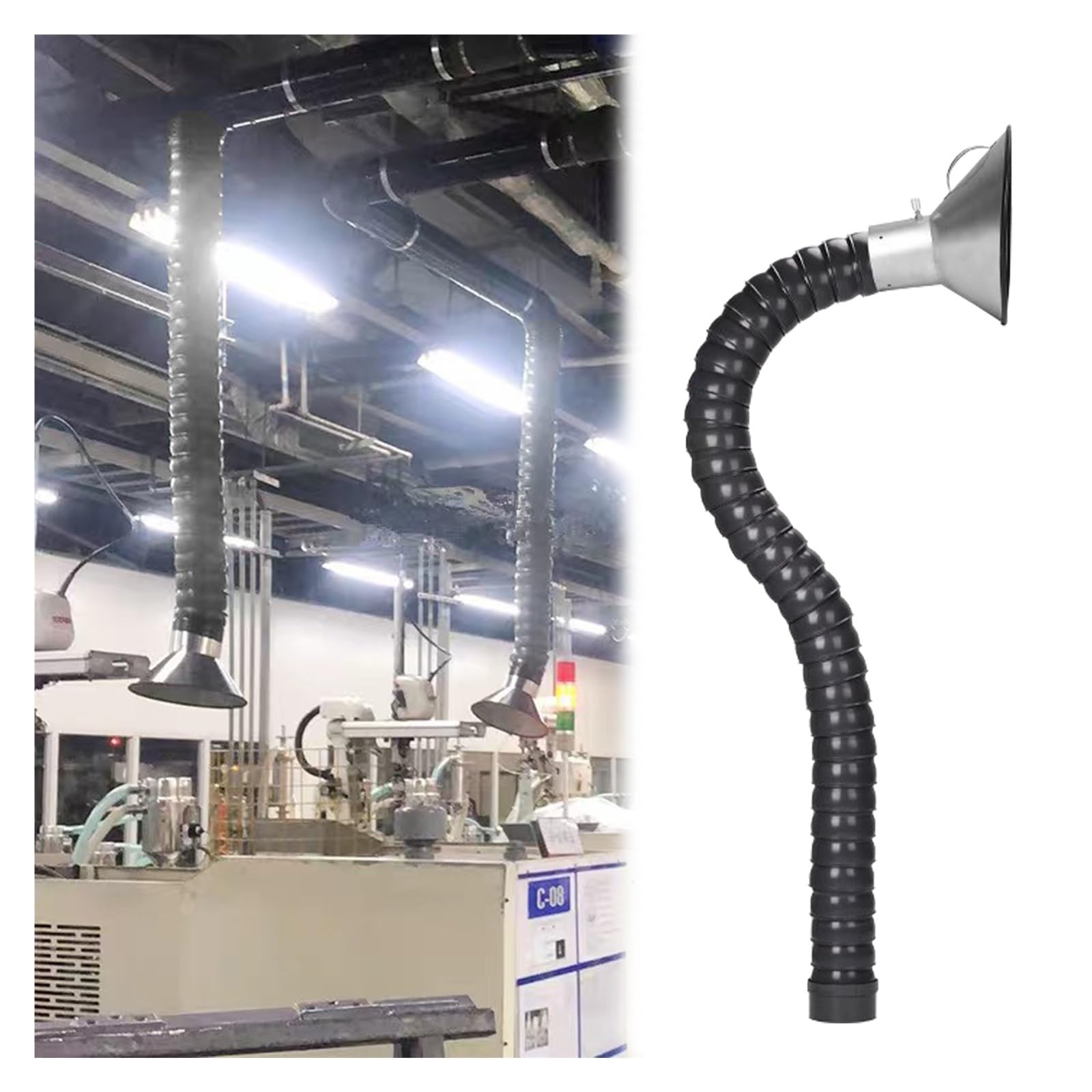 Manguera de ventilación Tubo De Extracción De Humos De Soldadura, Manguera Extractora De Humos Y Polvo Industrial Con Válvula, Con Campana Extractora(Id 45MM(1 7/9 In),L 80cm/2.6ft)