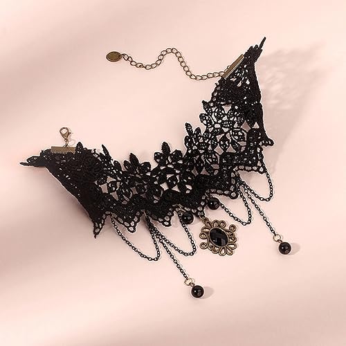 Miniatura 6 de JewelryWe Juego de disfraz de mascarada, máscara de encaje para mujer, gargantilla veneciana para Halloween, carnaval, fiesta, baile de graduación,