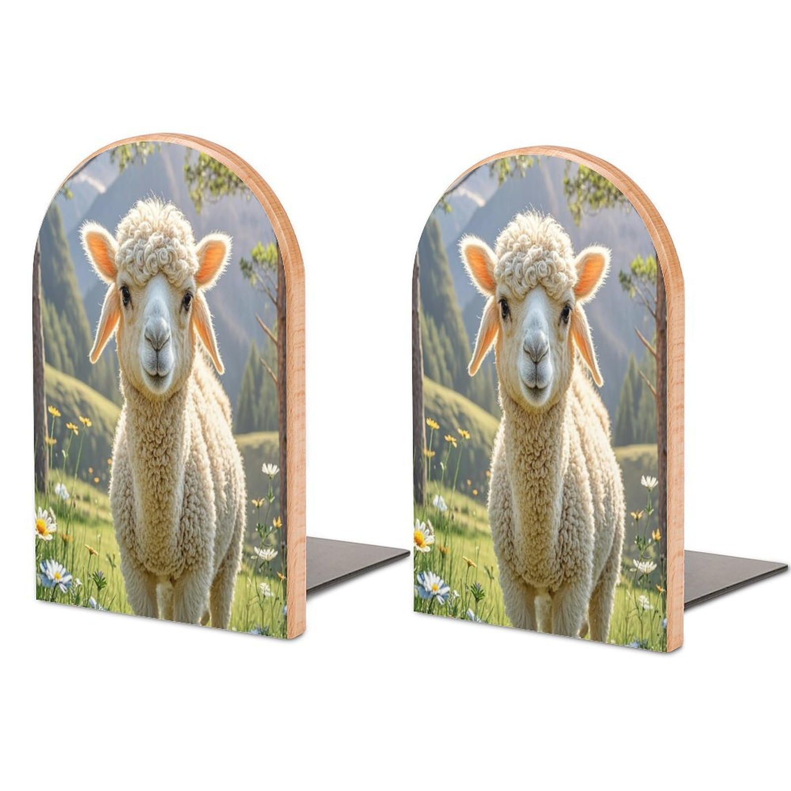 Lamb Bookend for Shelves Unique Book End Sturdy Books Holder Heavy Duty Wooden Bookends Support Non-Slip Book Organizers Decorative Modern Bookend Holder for Home