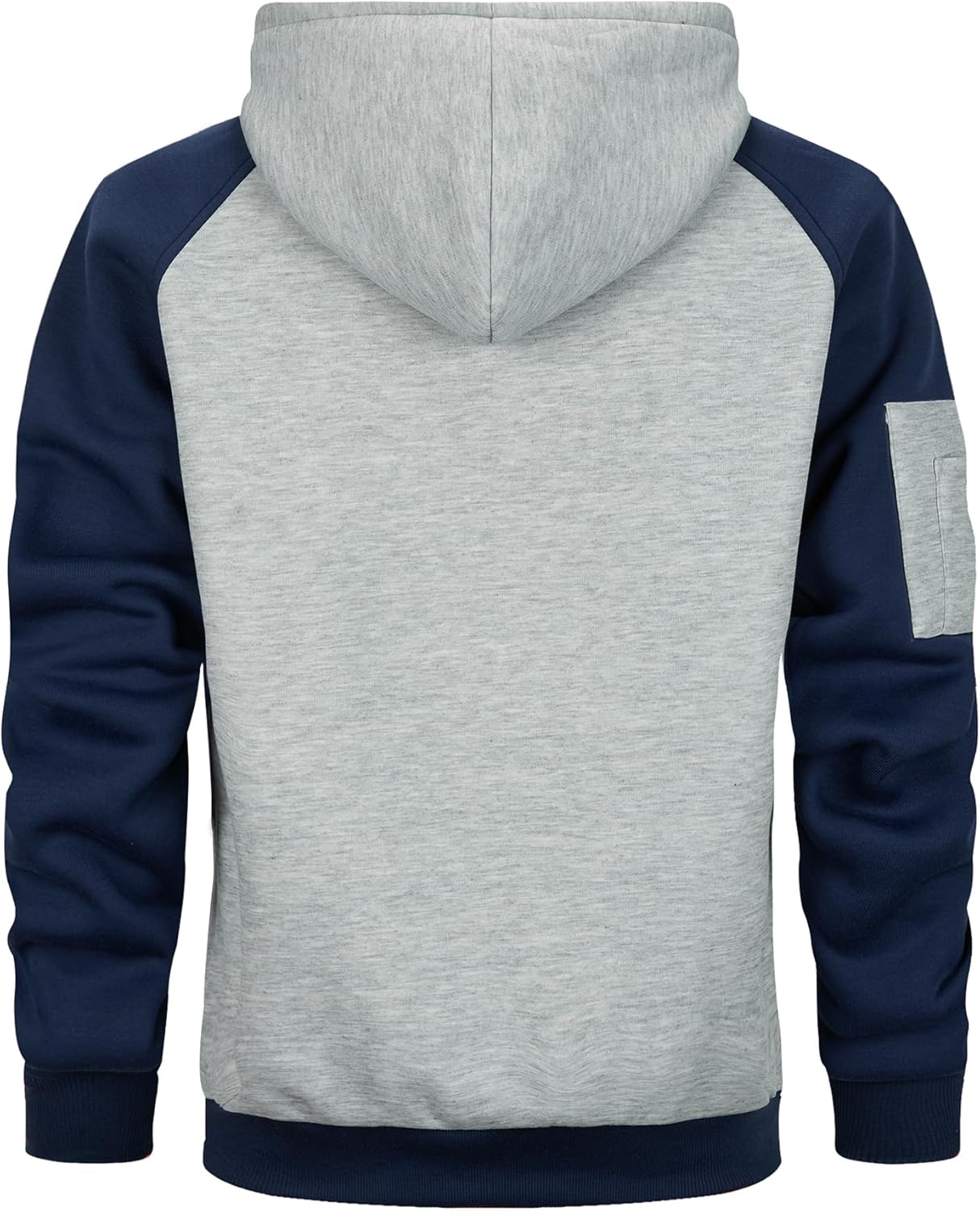Mens Hoodies Pullover Color Block Long Sleeve Fleece Hooded Sweatshirt - Image 5