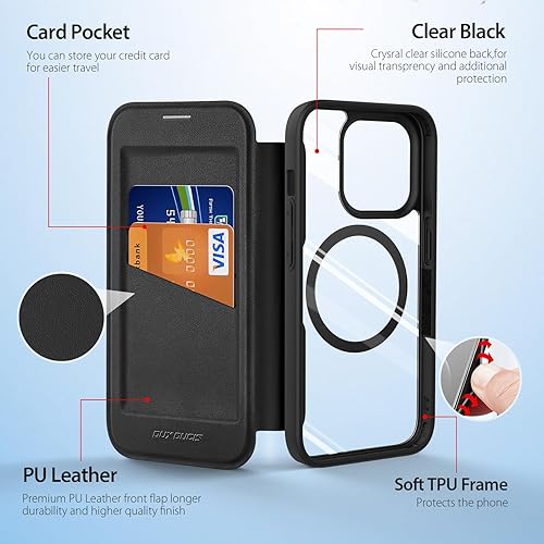 Miniatura 7 de DUX DUCIS Funda para iPhone 15 Pro compatible con Magsafe, a prueba de golpes, funda de protección completa tipo cartera con ranura para tarjeta de