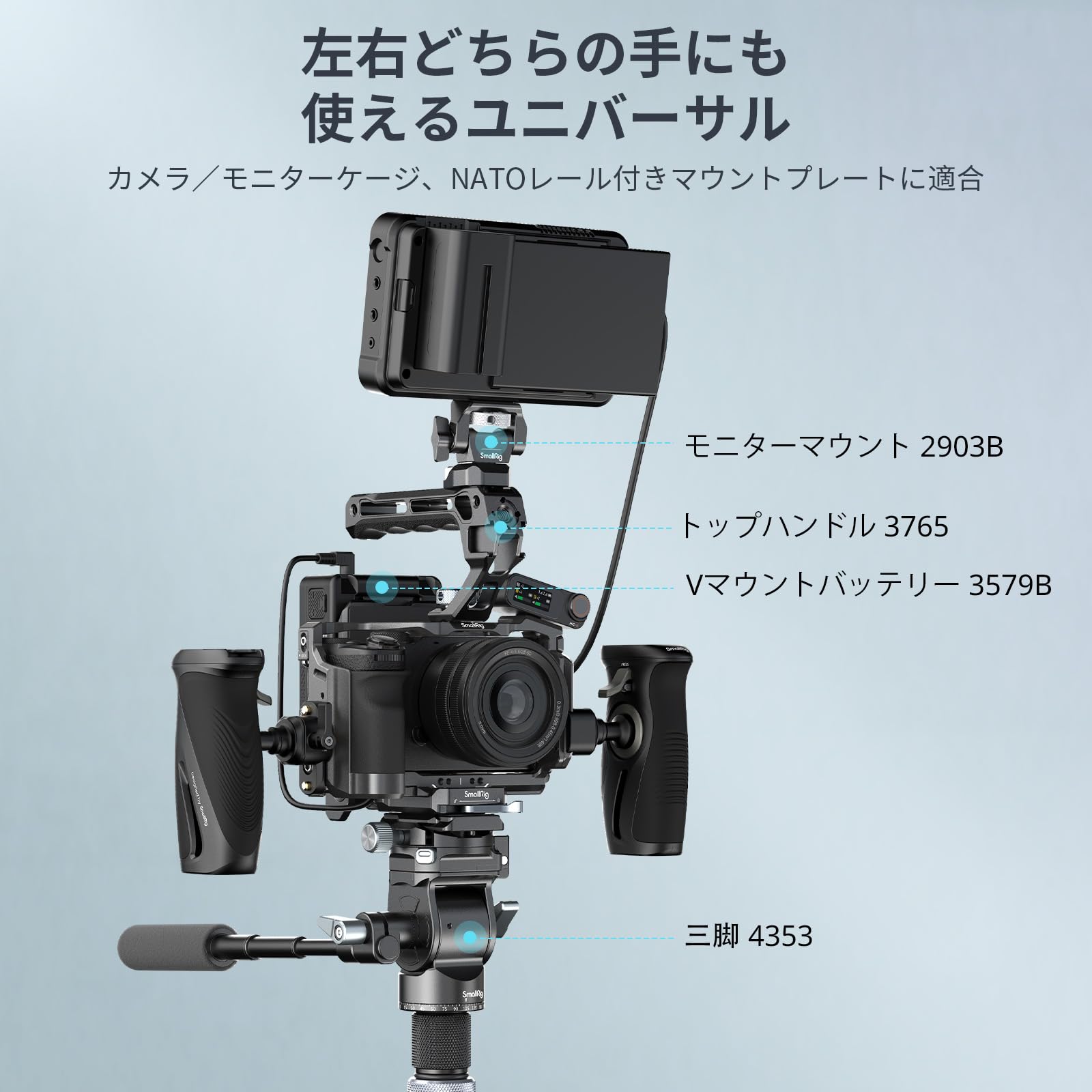 Amazon | SmallRig プッシュボタン式回転式サイドハンドル（NATO