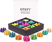 Vista 9 de OTOFY Conos de incienso de reflujo, 180 piezas de aromas 100% naturales para trabajo a mano, cascada, rosa, tulipán, jazmín, lavanda, para quemador