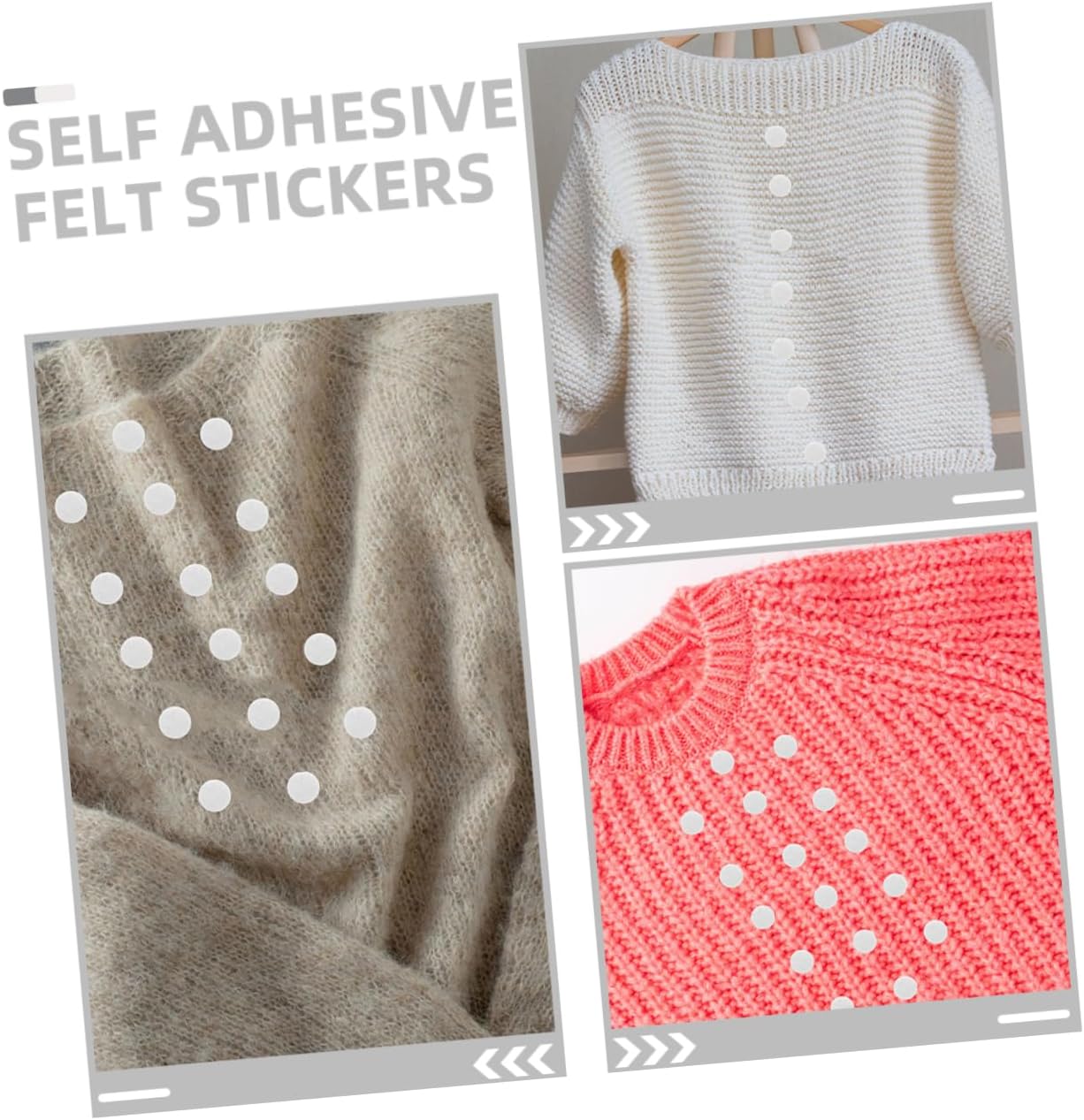 DOITOOL 1500pcs Self-Adhesive Felt Dots for Clothing White Felt Stickers for Projects Fashionable Decorative Patches for Crafts and Apparel