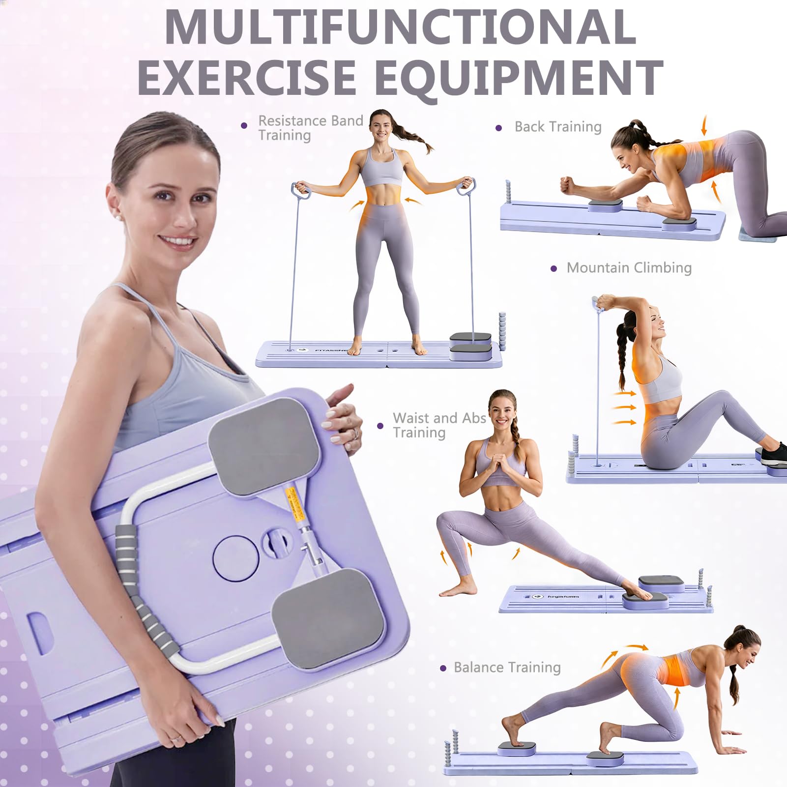 Pilates Reformer Board Multifonctionnel pour Entraînement Complet du Corps à Domicile