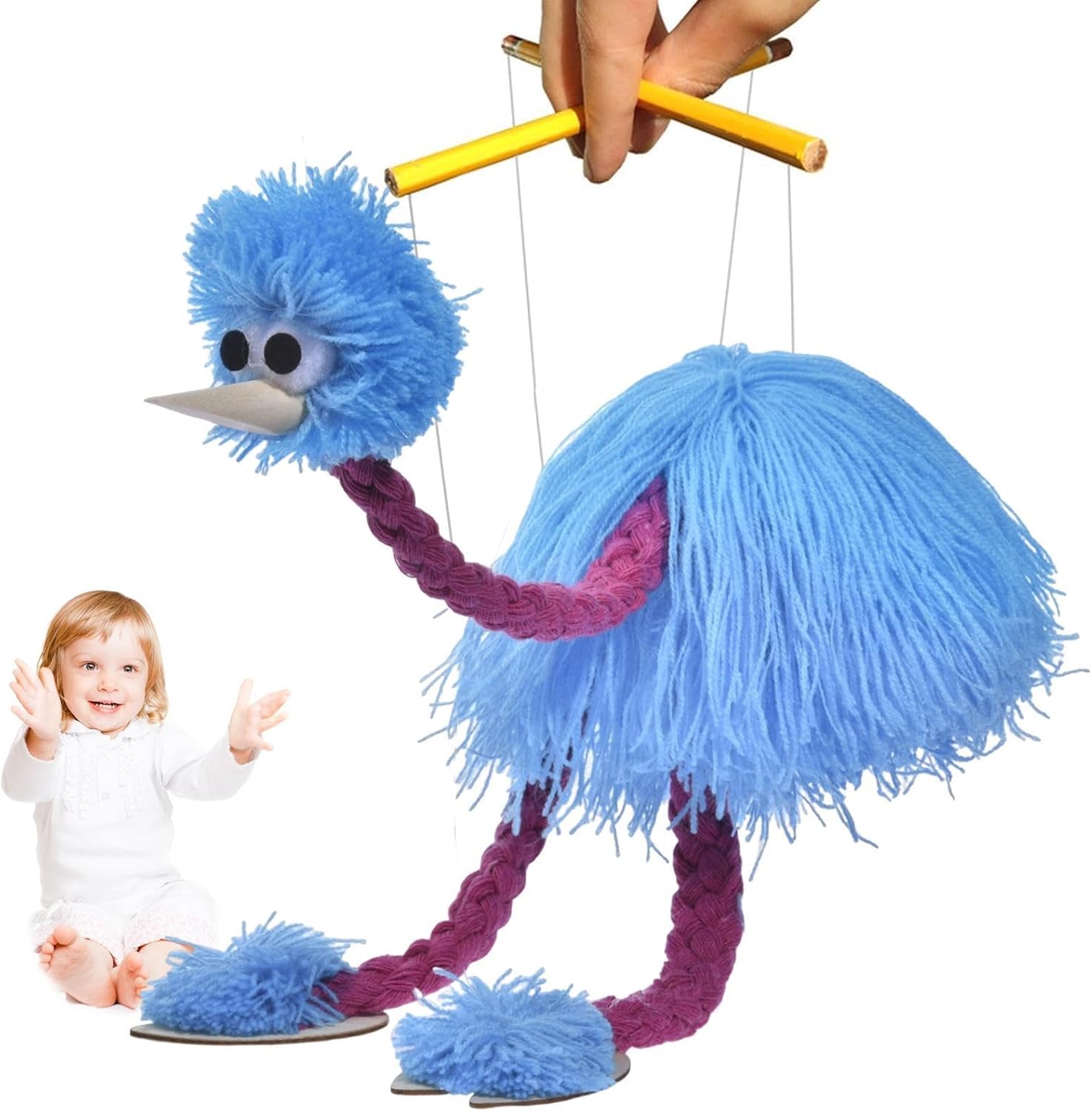 Ostrich Puppet with Strings, Funny Interactive Bird Puppet, Ostrich Puppet with Strings, Handmade Ostrich Puppets, String Doll, Plush Puppet