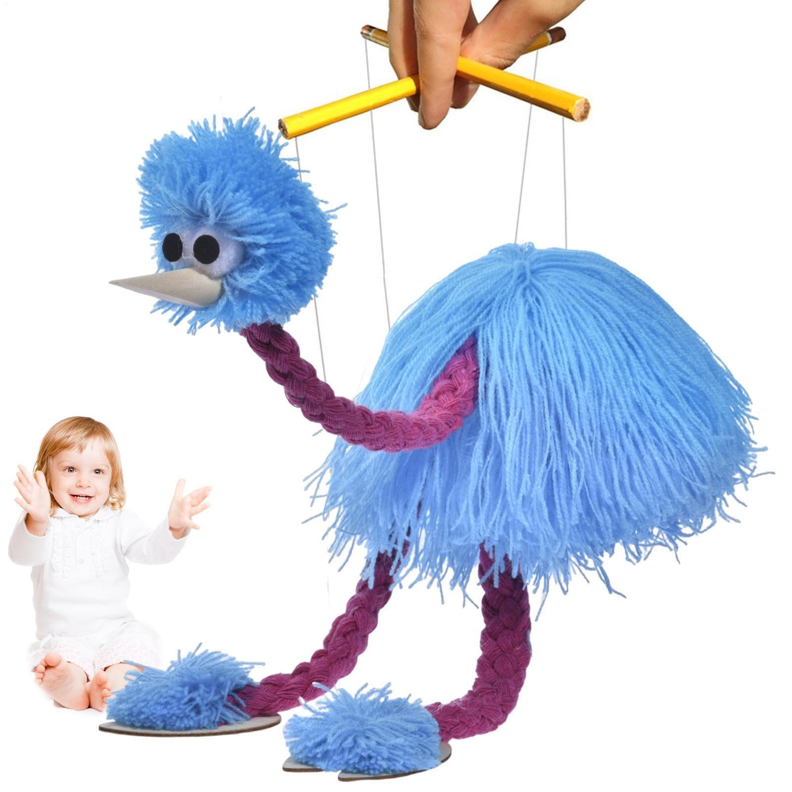 Marioneta De Avestruz con Cuerdas, Divertida Marioneta De Pájaro Interactiva, Marioneta De Avestruz con Cuerdas, Marionetas De Avestruz Hechas A Mano, Muñeca De Cuerda, Marioneta De Peluche
