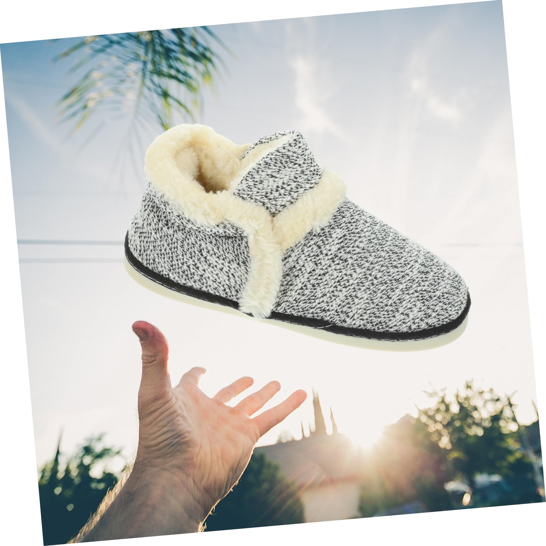 CALLARON Pantofole da Uomo in Peluche Pantofole Calde per Interni Invernali Spesse da Casa Design Semplice