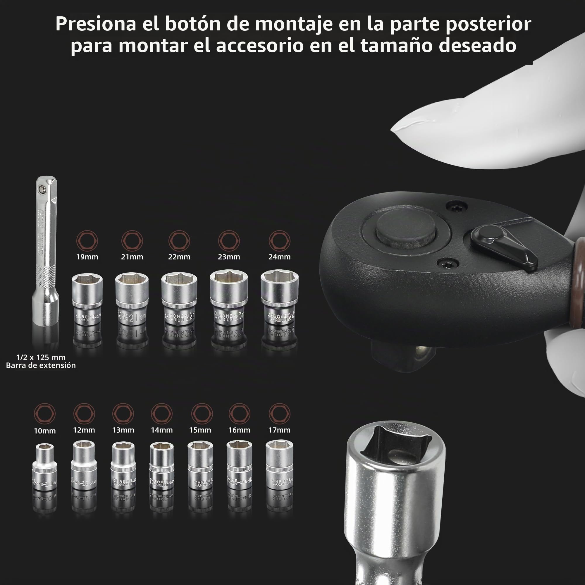 Llave Dinamométrica 1/2" 20-220NM, Dinamometrica Juego de 14 Piezas, ±3% Alta Precisión, 72 Dientes Llave Dinamometrica Bicicleta Para Motocicletas Coches Camiones etc