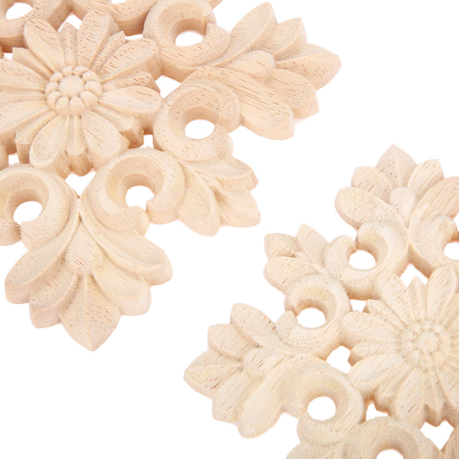 Sewroro Applique in Legno Intagliato Floreale 6 Pezzi per Arredamento Fai da Te Decorazioni per Mobili Porte Armadi Letti Casa