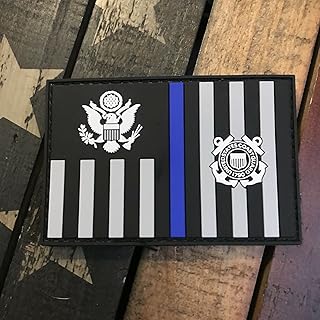 Thin Blue Line Subdued Coast Guard Ensign Flag PVC Patch (Great for Jackets, Hats, Backpacks)