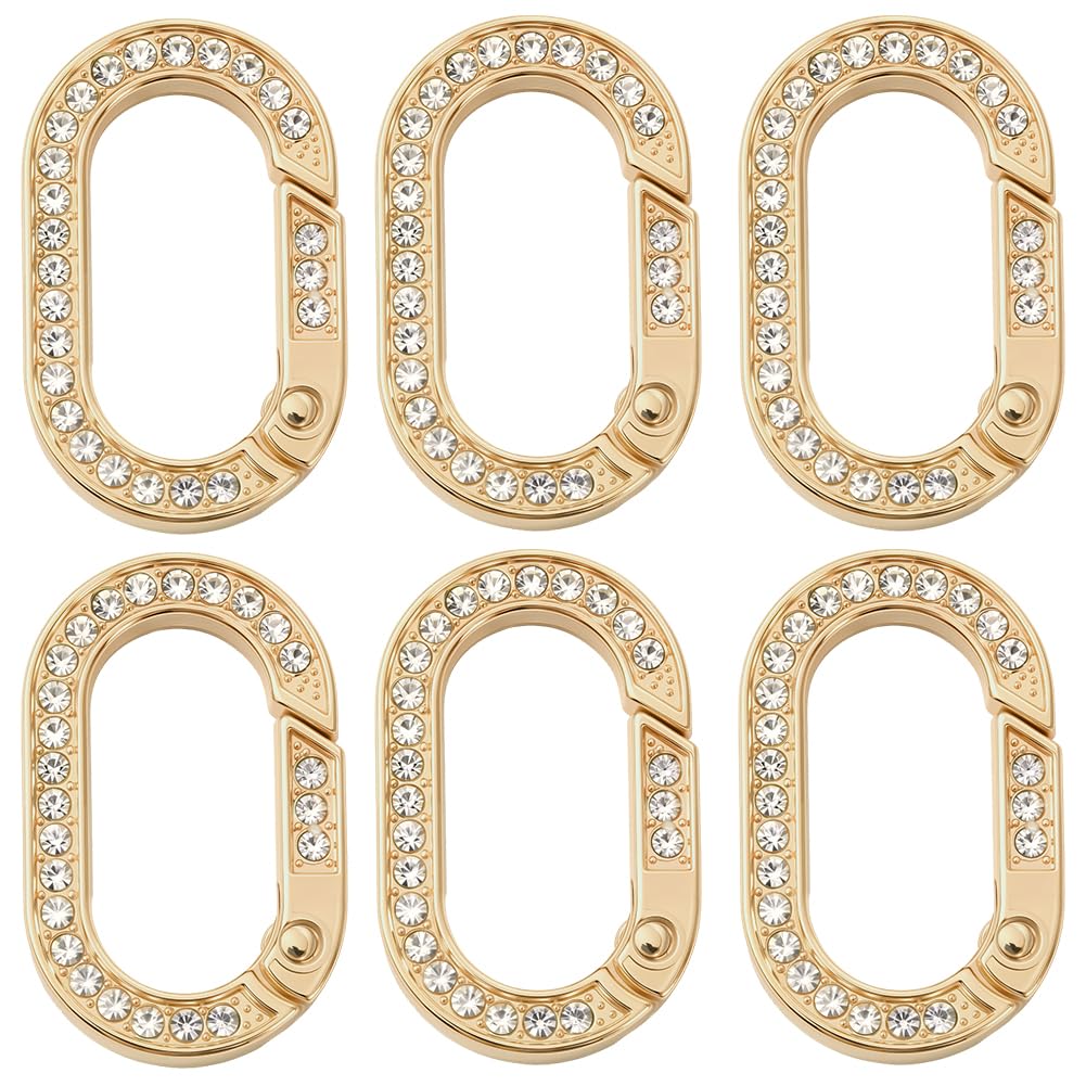 Anneaux de porte à ressort dorés 35mm haut de gamme incrustés de strass précieux pour bijoux
