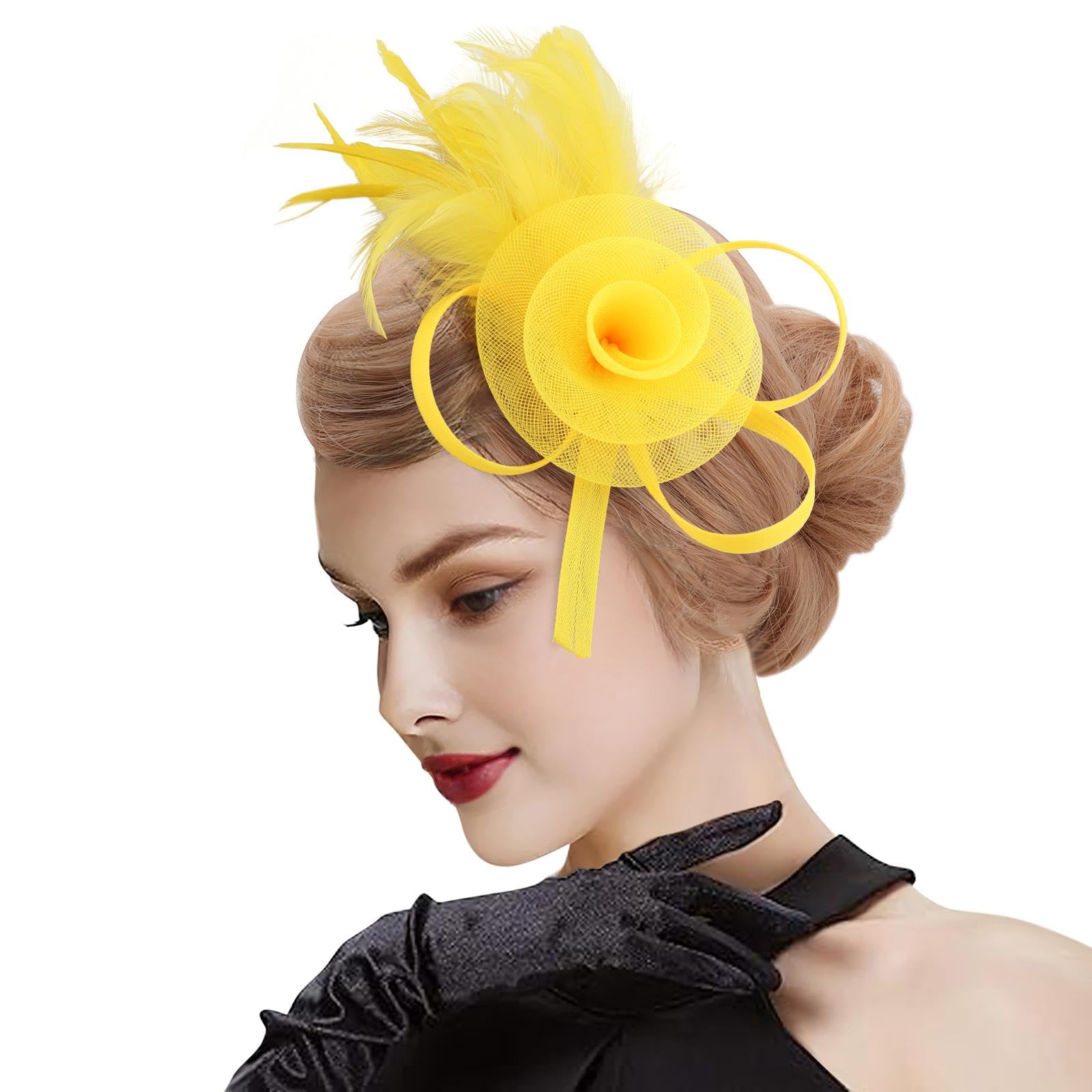 DRESHOW Fascinator Hüte für Damen Pillbox Hut mit Schleier Stirnband und Einer Gegabelten Clip Tea Party Kopfbedeckung