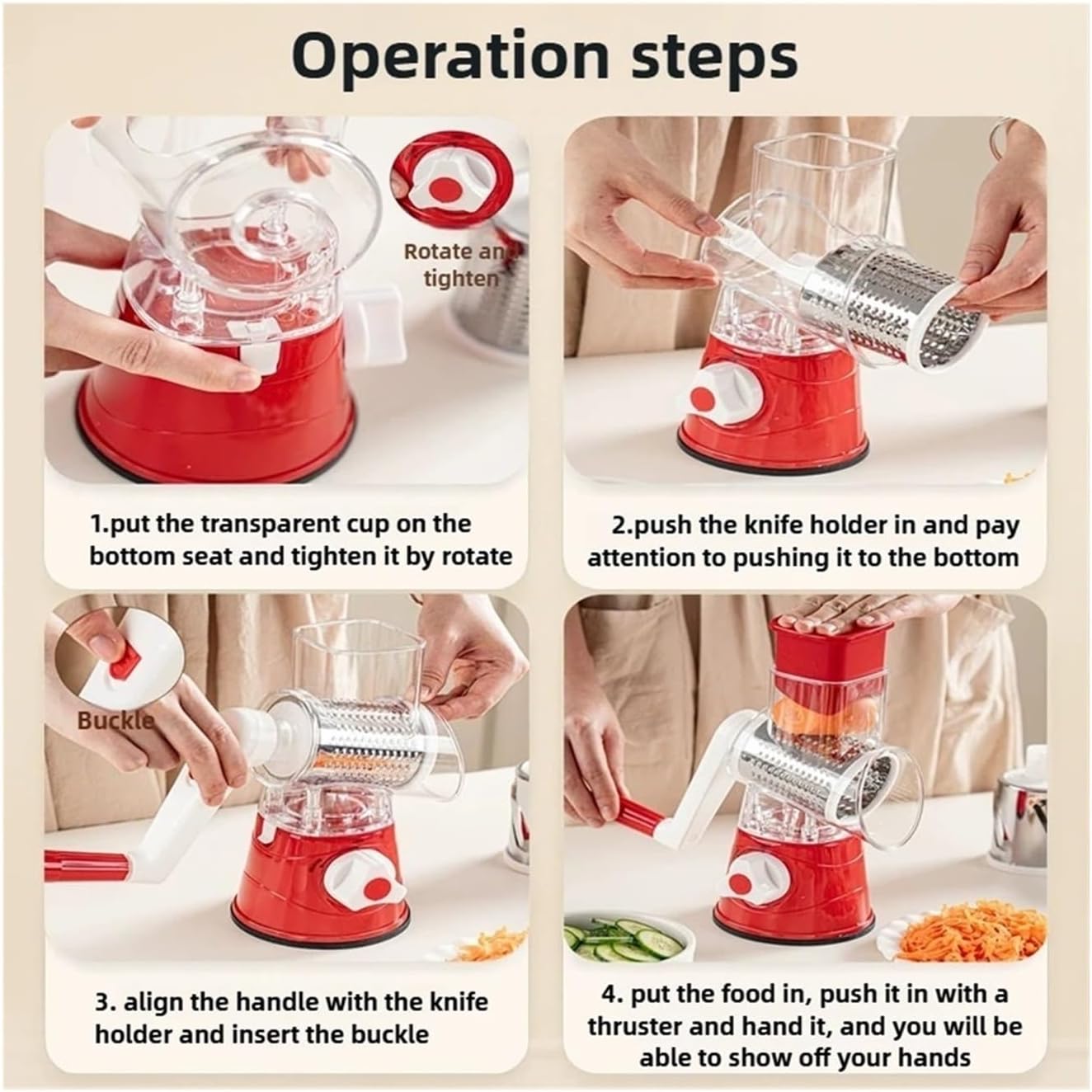 3-in-1 Manual Vegetable Chopper with 3 Rollers - for Cheese, Potatoes, and Garlic - Kitchen Cooking Accessory(White)