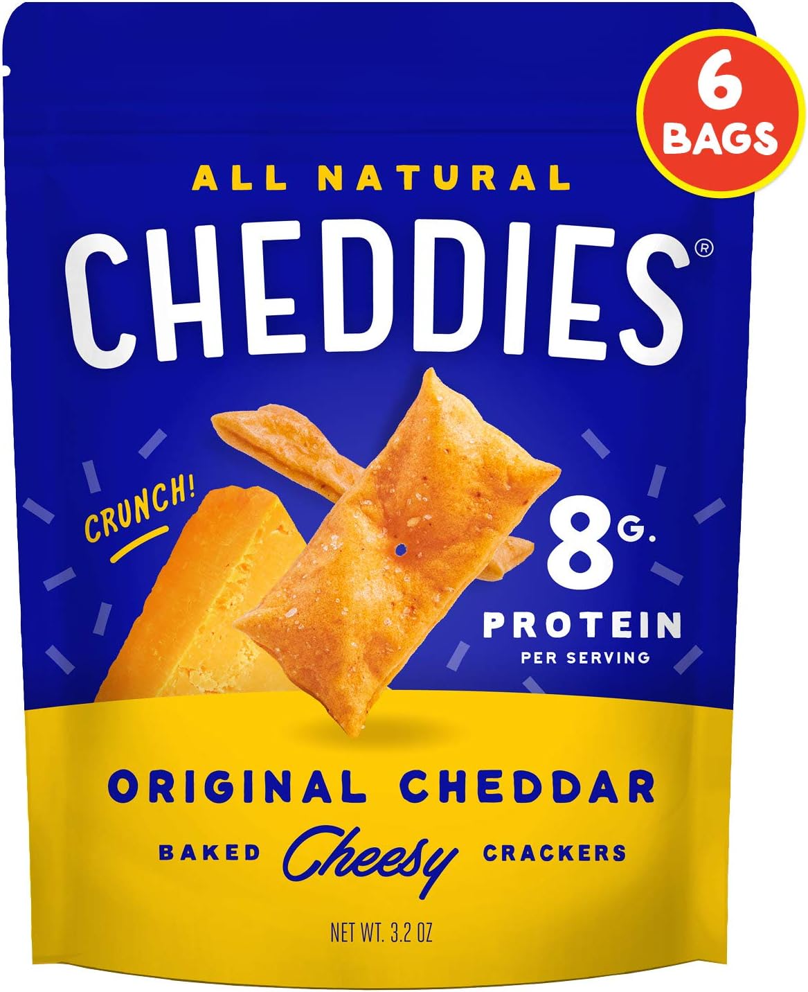 Cheddies, All Natural Protein Packed Cheddar Crackers, Cheddar Cheese, 4.5 Ounce, (Pack of 6), 8g Protein, Low Carb…