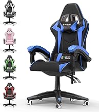 Bigzzia Gaming Chair Office Chair Reclining High Back Leather Adjustable Swivel Rolling Ergonomic Video Game Chairs Racing Chair Computer Desk Chair with Headrest and Lumbar Support (Black/Blue)