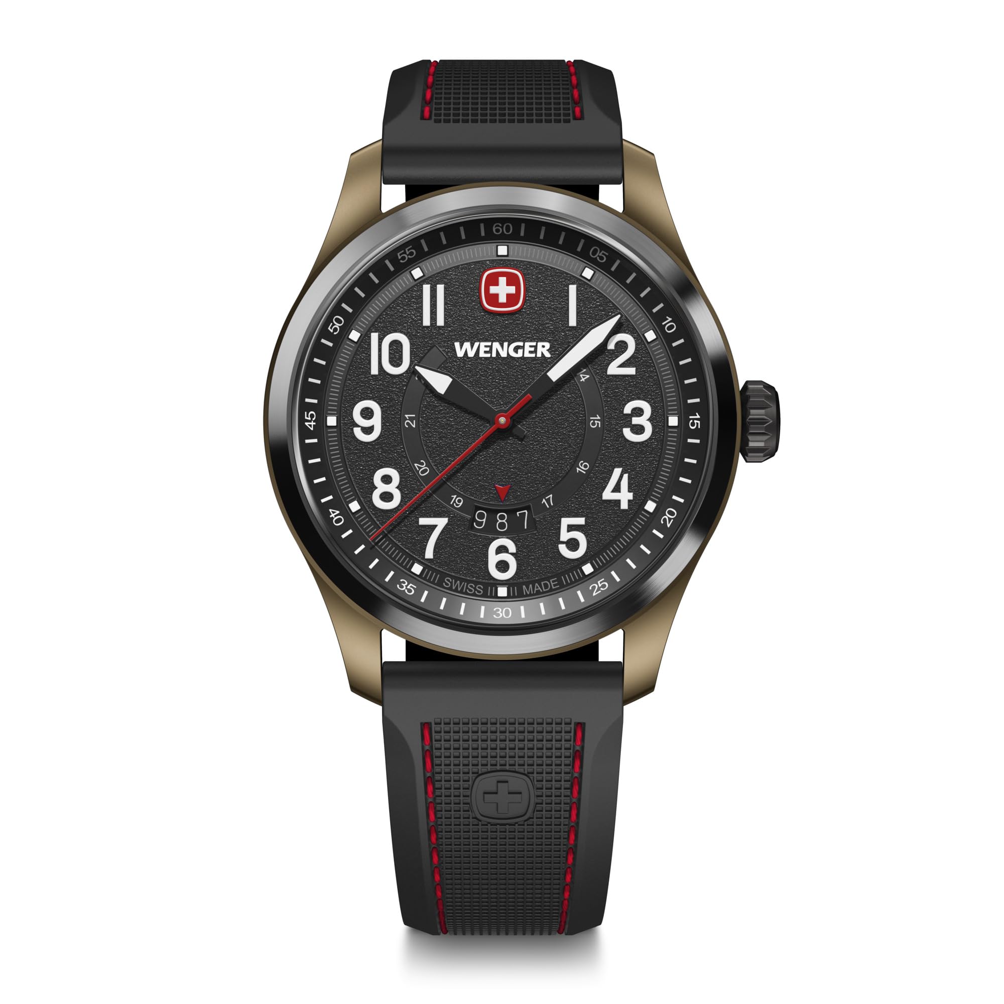 WENGER Herren Armbanduhr Terragraph Analog Quarz, Ø 43 mm, Swiss Made, Wasserdicht bis 100 m