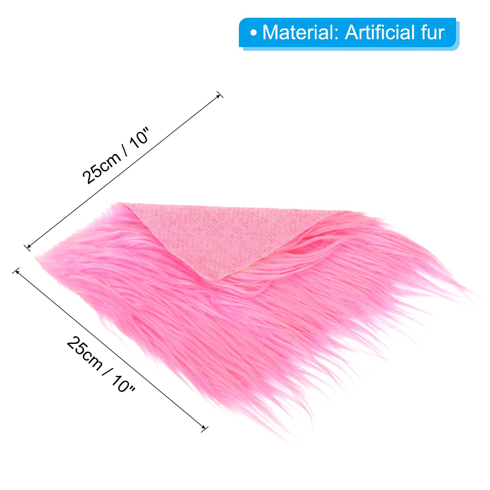 PATIKIL Plush Faux Fur Fabric Square, 2 Pcs 10" x 10" Fluffy Faux Fur Patches Cuts for DIY Crafts Christmas Halloween Gnome Beard, Pink - Image 2