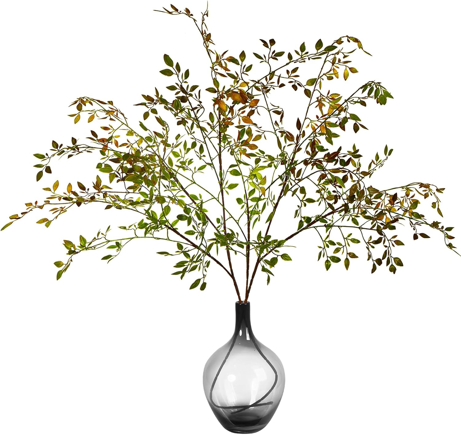 Ttranewsoo Artificial Greenery Stems, 43.3" Nandina Branches Tall Faux Plant Stems for Vase, Greenery Decor Stems Leaves Bunches for Shop Garden Office Home Décor,2Pcs,Orange