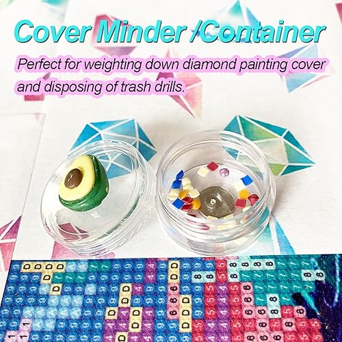 Miniatura 3 de 3 piezas de cubierta de pintura de diamante para organizar taladros de basura y cera, lindo aguacate fresa decoración taladro colector cubierta