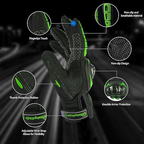 Miniatura 2 de Guantes de motocicleta para hombres y mujeres, de dedo completo, compatibles con pantalla táctil, para bicicleta de montaña y suciedad, guantes para