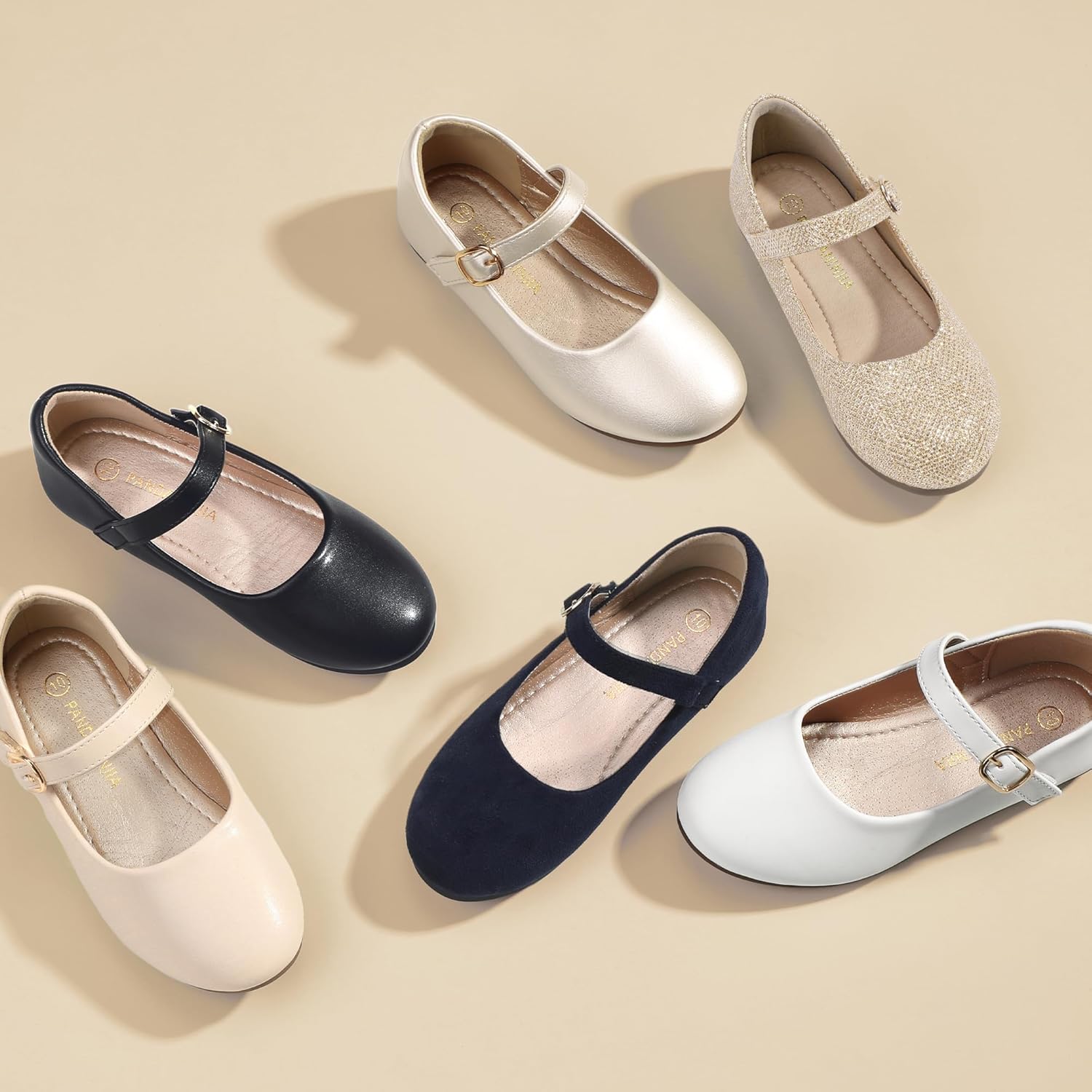 PANDANINJIA Girls Dress Shoes Flower Girl Ballet Pearl Flats Adela Wedding Party School for Toddler Little Kid - Image 6